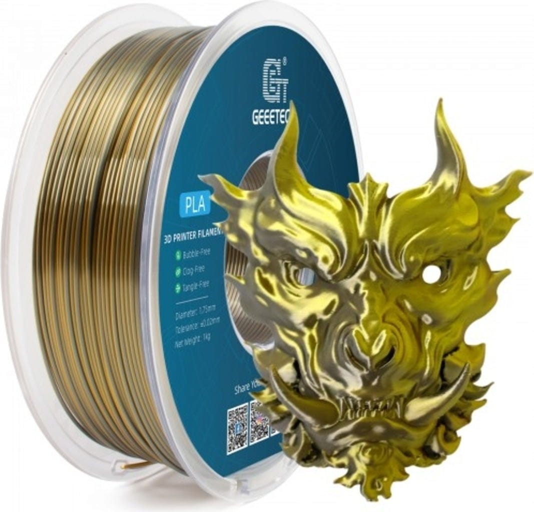 Filament GEEETECH PLA Srebrny Dwukolorowy Jedwabny (SILVER DUAL SILK)