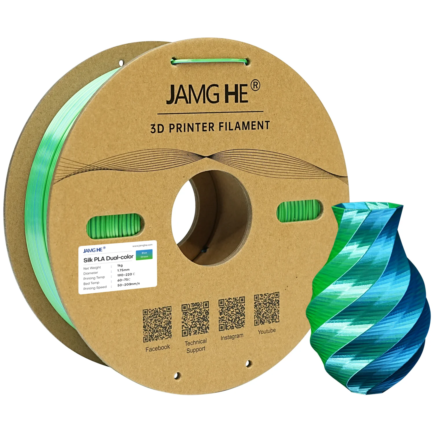 Filament jamghe PLA High-Speed Zielony Jedwabny (GREEN SILK)
