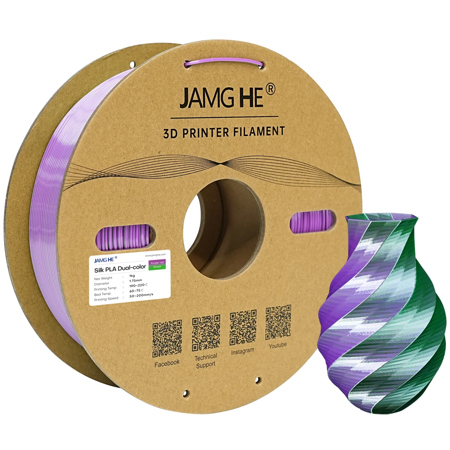 Filament jamghe PLA High-Speed Zielony Jedwabny (GREEN SILK)