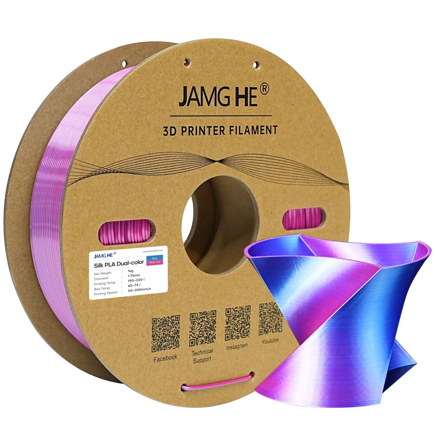 Filament jamghe PLA Czerwony Dwukolorowy Jedwabny (RED DUAL SILK)