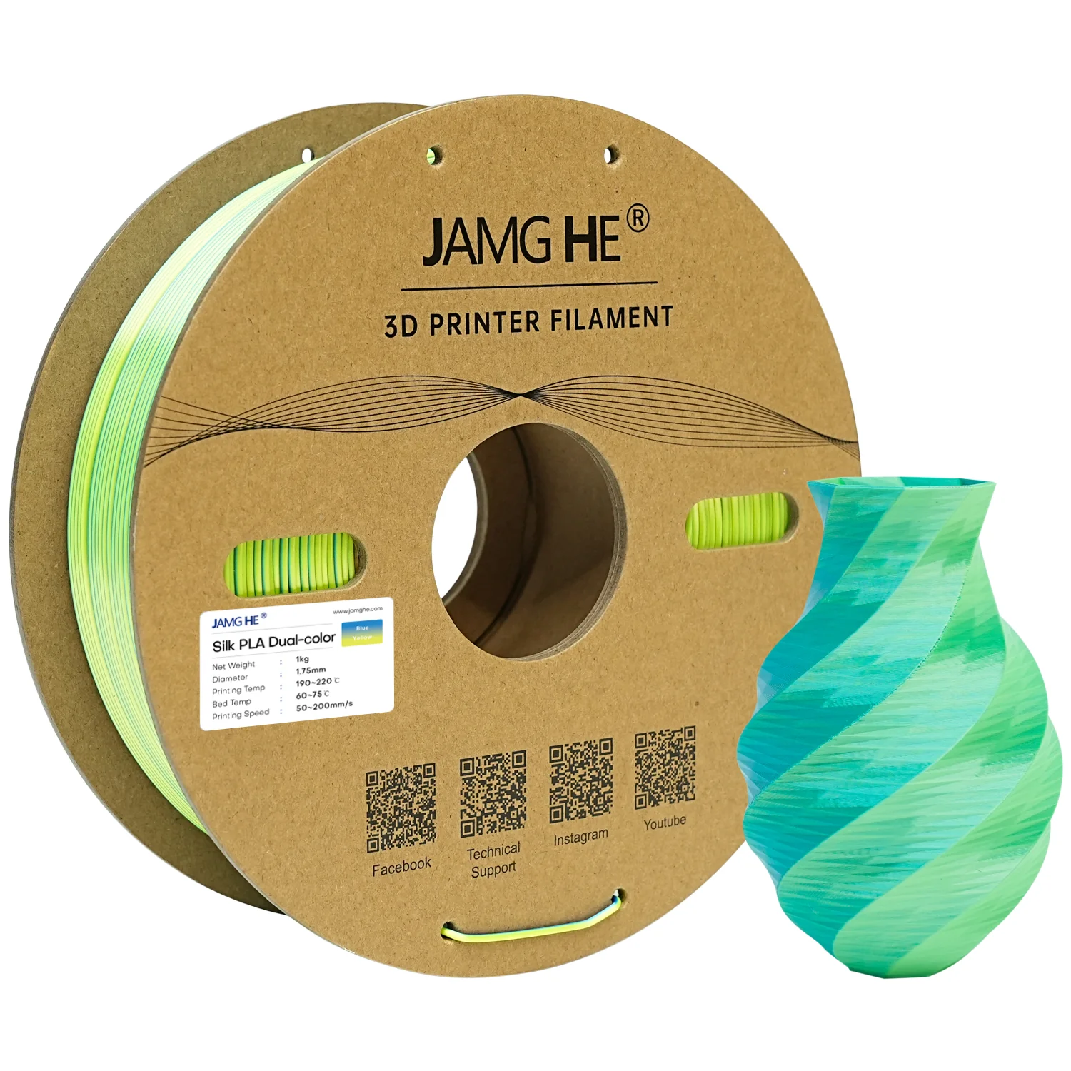 Filament jamghe PLA Żółty Dwukolorowy Jedwabny (YELLOW DUAL SILK)