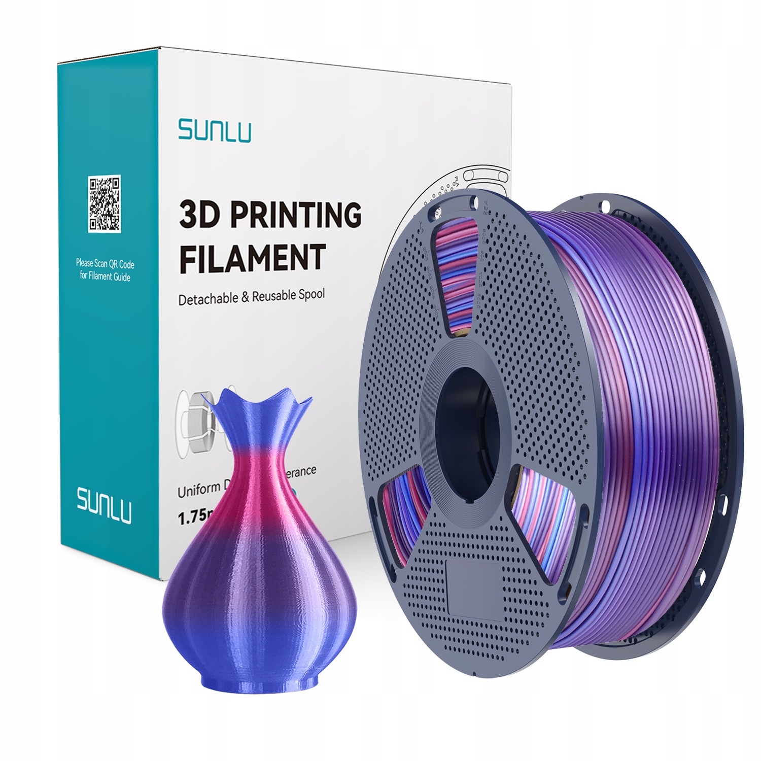 Filament SUNLU PLA Plus  Tęczowy Jedwabny (RAINBOW SILK)