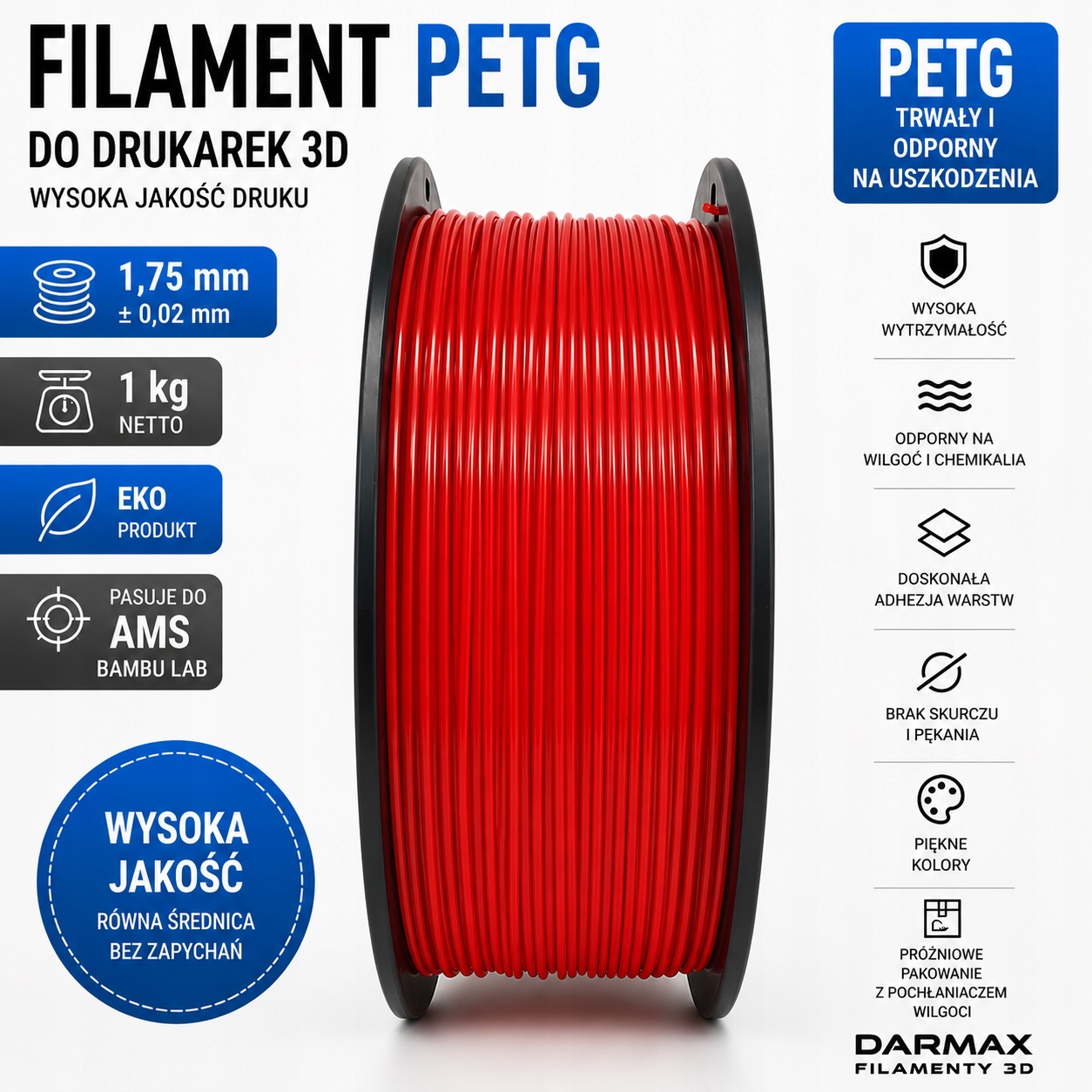 Filament null PETG Czerwony (RED)