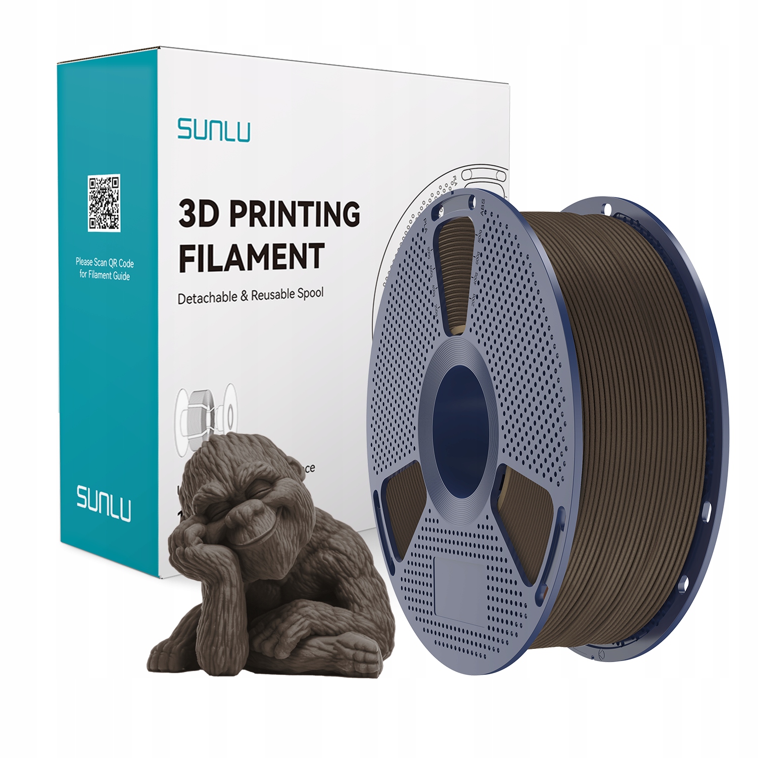 Filament SUNLU PLA Brązowy Drewniany (BROWN WOOD)