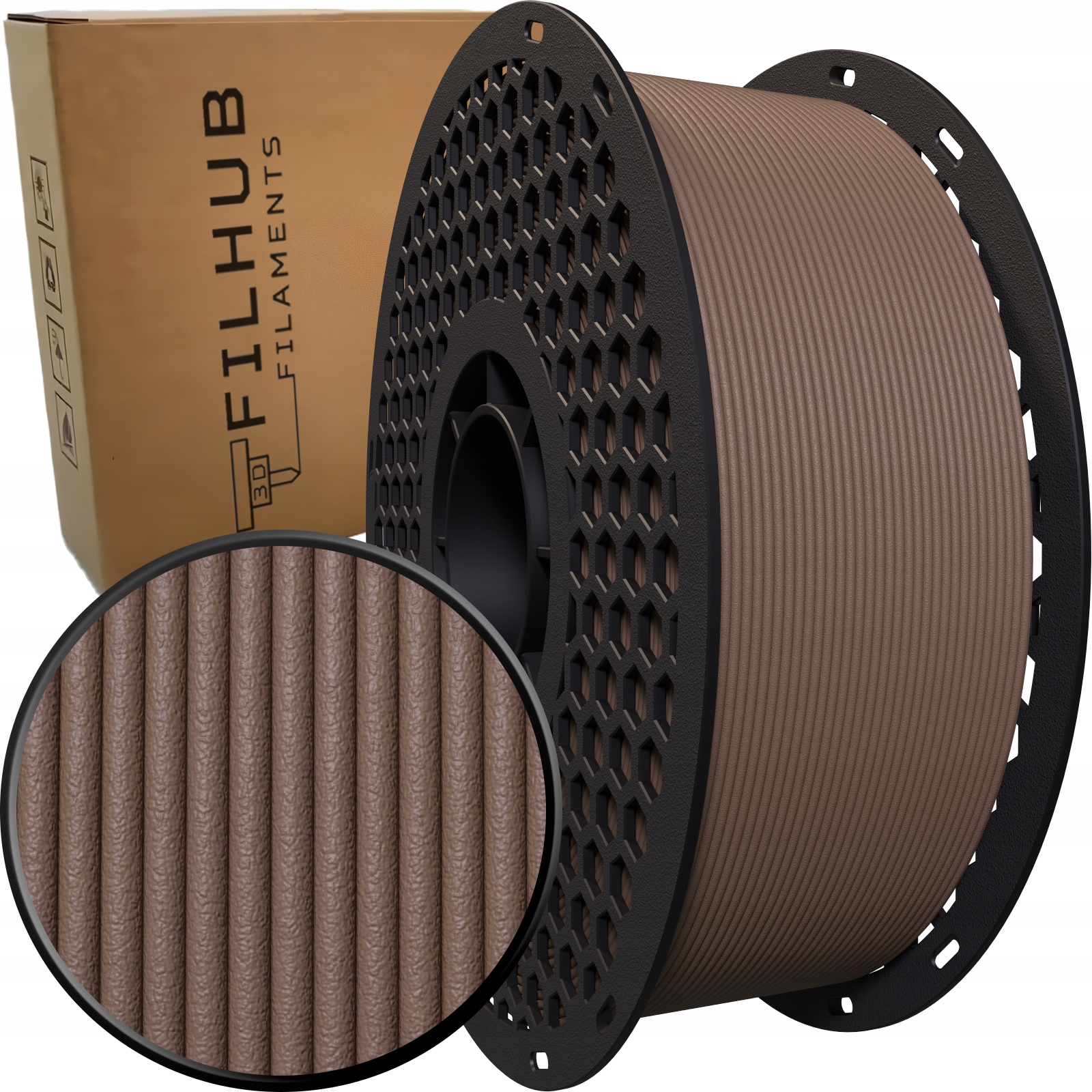 Filament FilHub PLA Czarny Drewniany (BLACK WOOD)