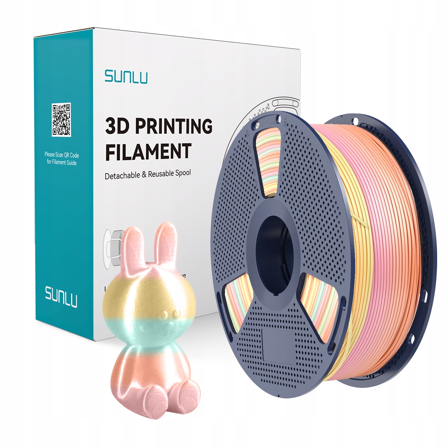 Filament SUNLU PLA Plus  Tęczowy Jedwabny (RAINBOW SILK)