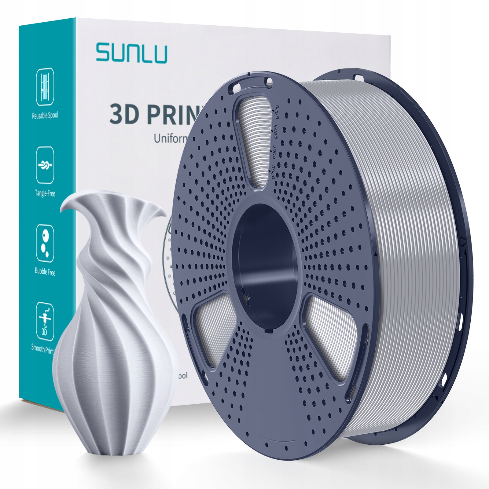 Filament SUNLU PLA Srebrny (SILVER)