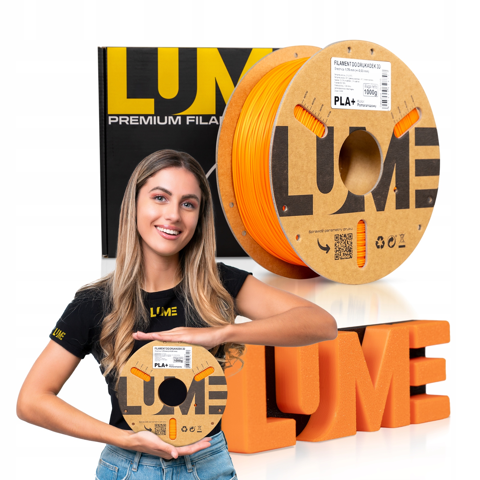 Filament null PLA Plus Pomarańczowy (ORANGE)