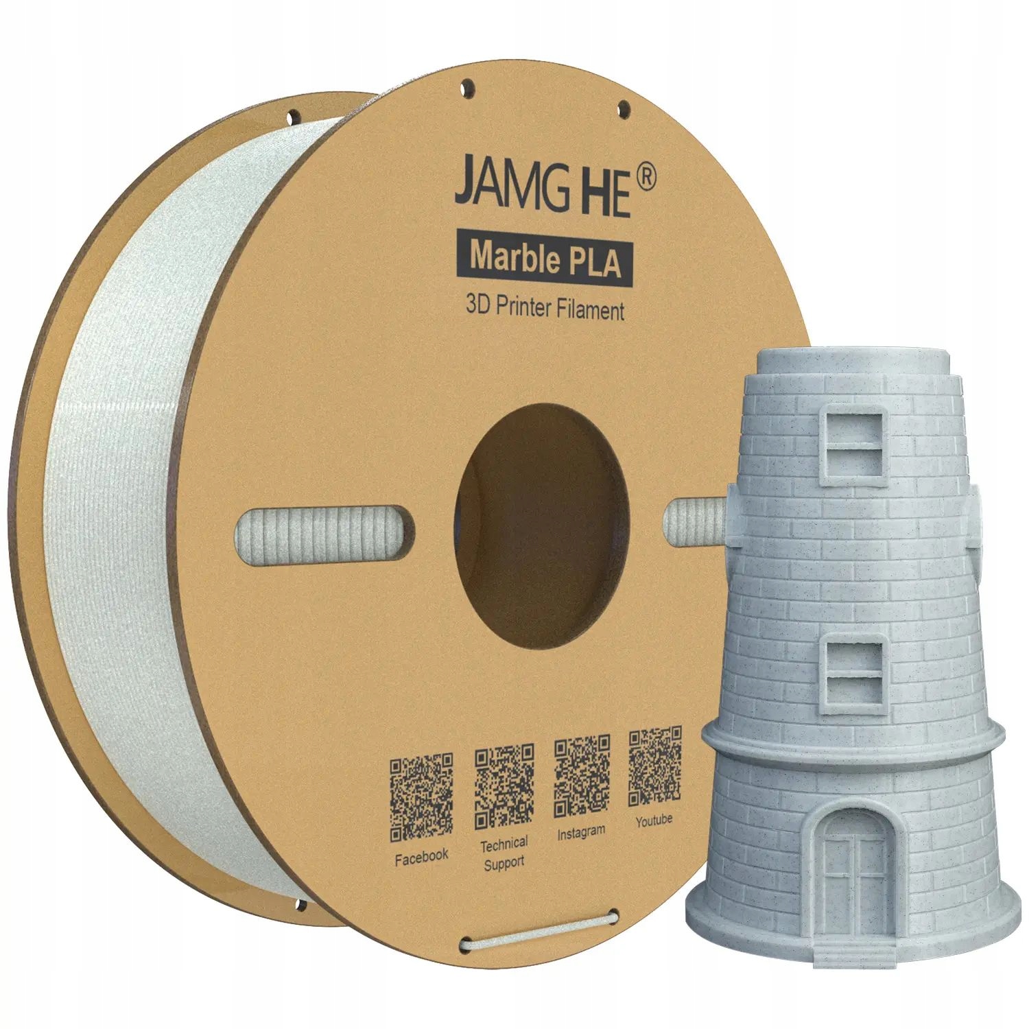 Filament Jamg He PLA Plus Biały Teksturowany (WHITE TEXTURED)