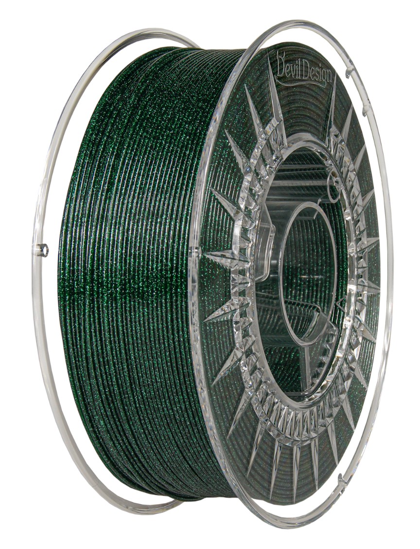Filament DEVIL DESIGN PETG Zielony Brokatowy/Mieniący (GREEN GLITTER)