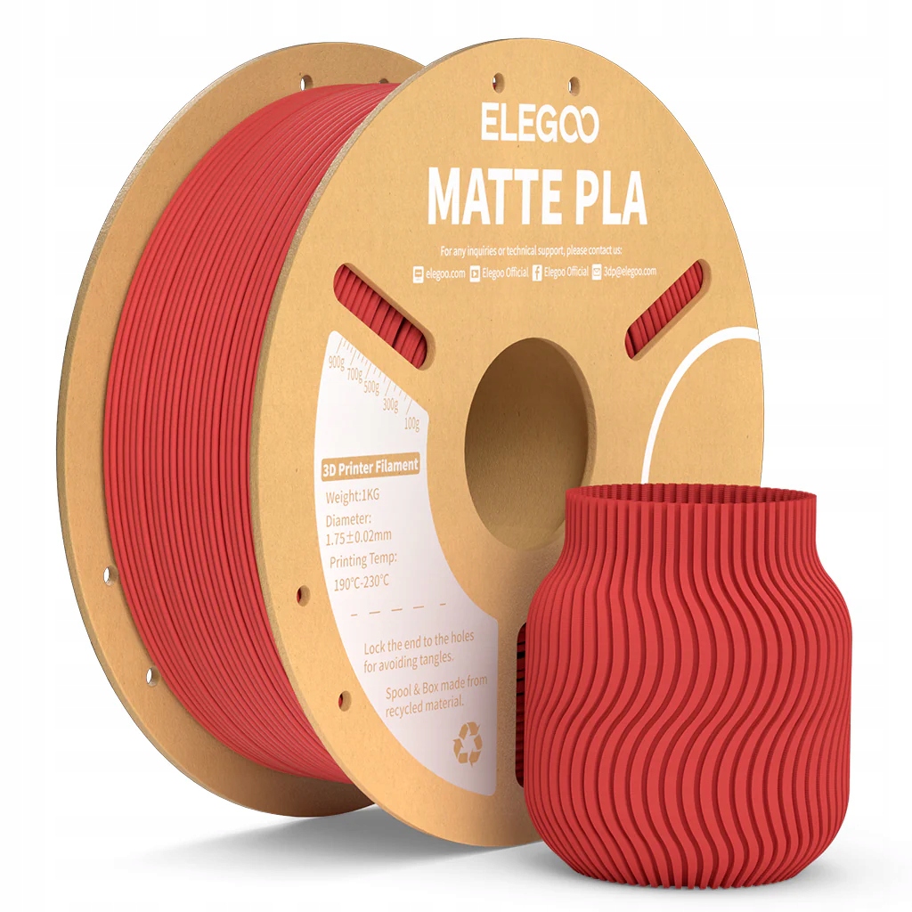 Filament Elegoo PLA Czerwony Matowy (RED MATTE)