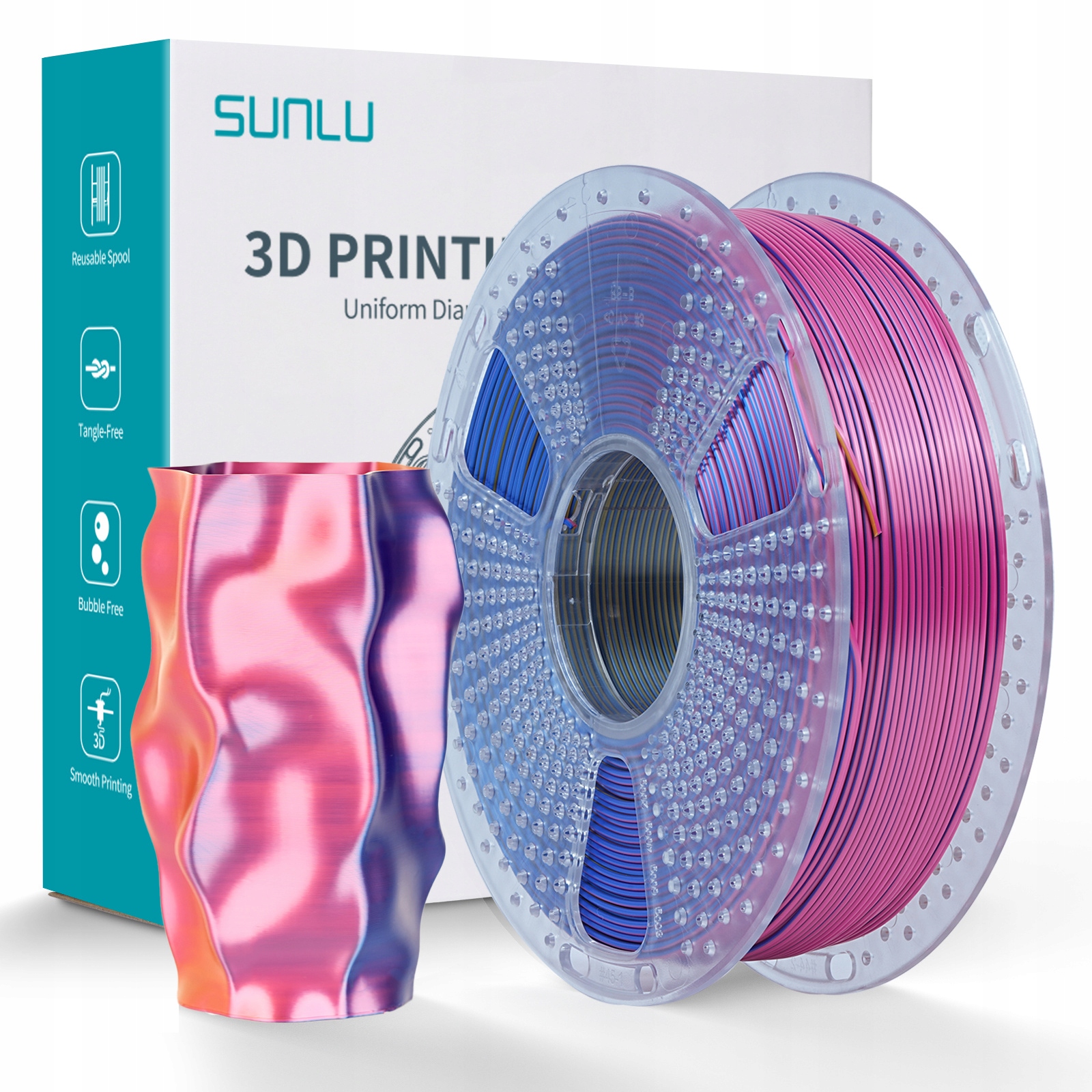Filament SUNLU PLA Plus High-Speed  Trójkolorowy Jedwabny (TRIPLE SILK)