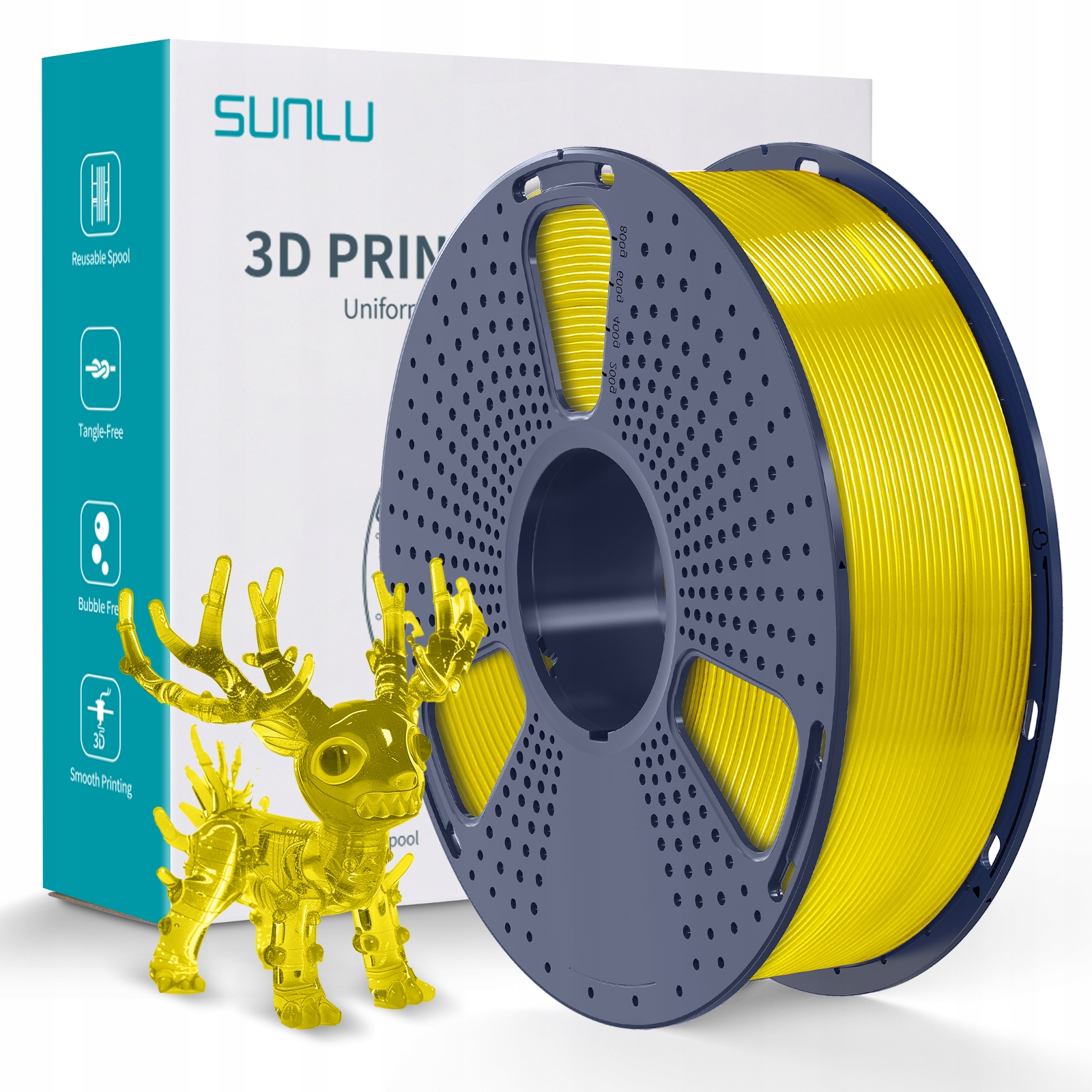 Filament SUNLU PLA Plus Żółty Przezroczysty (YELLOW TRANSPARENT)