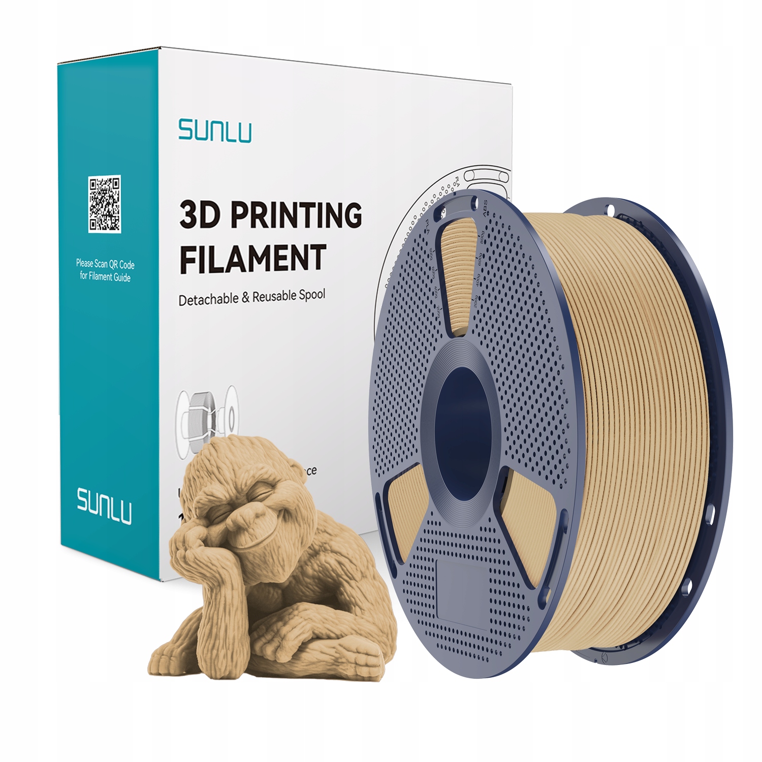 Filament SUNLU PLA Brązowy Drewniany (BROWN WOOD)