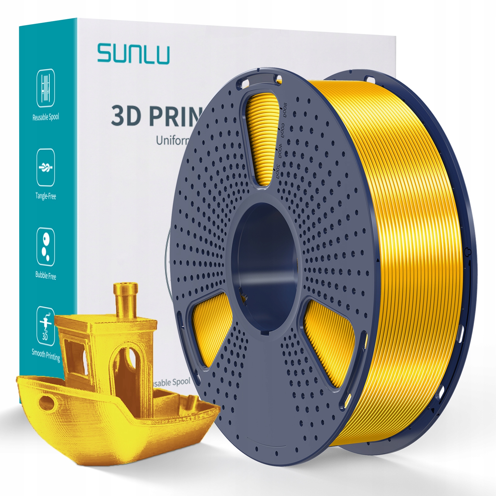 Filament SUNLU PLA Plus Złoty Jedwabny (GOLD SILK)