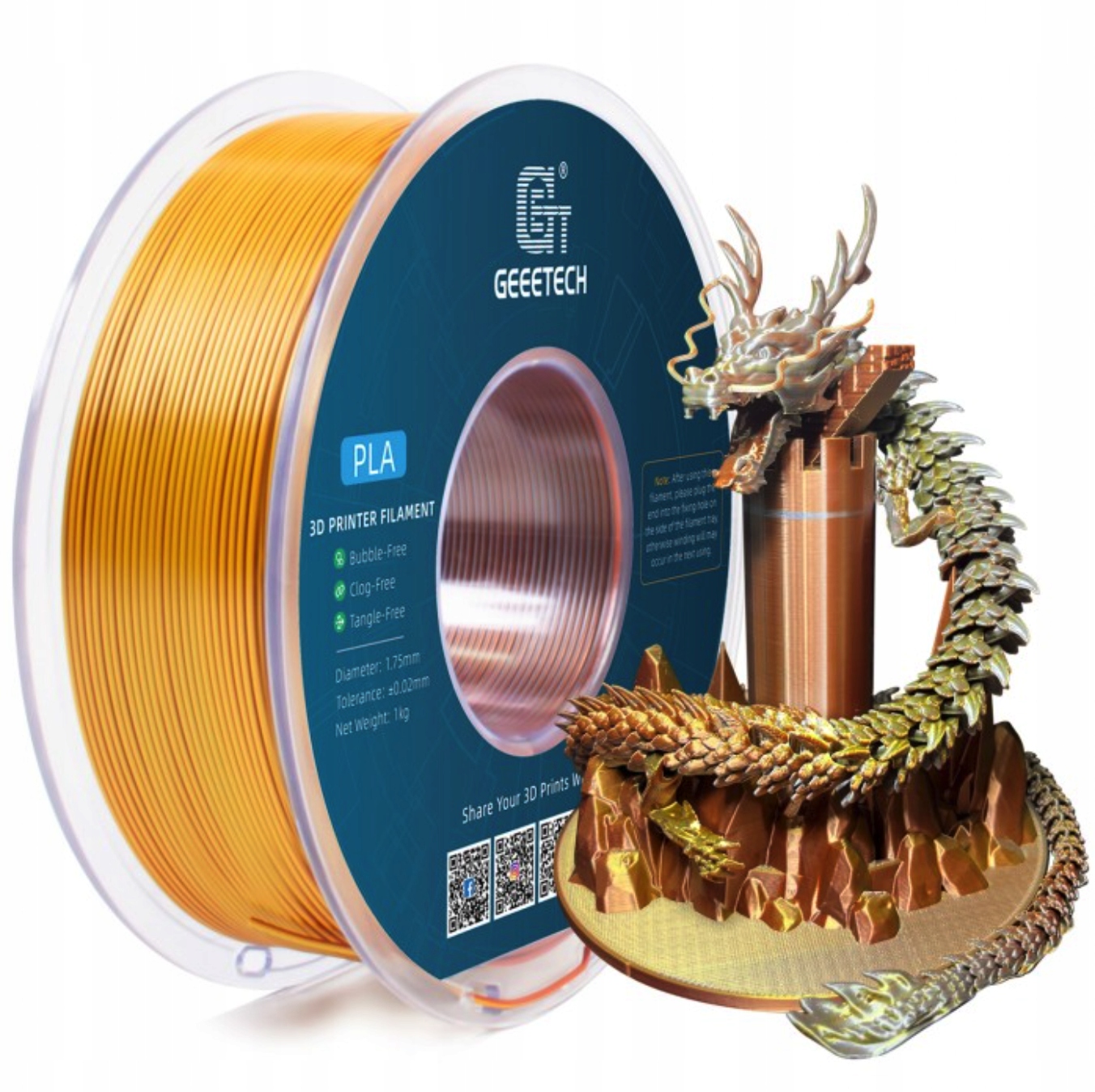 Filament GEEETECH PLA  Jedwabny (SILK)
