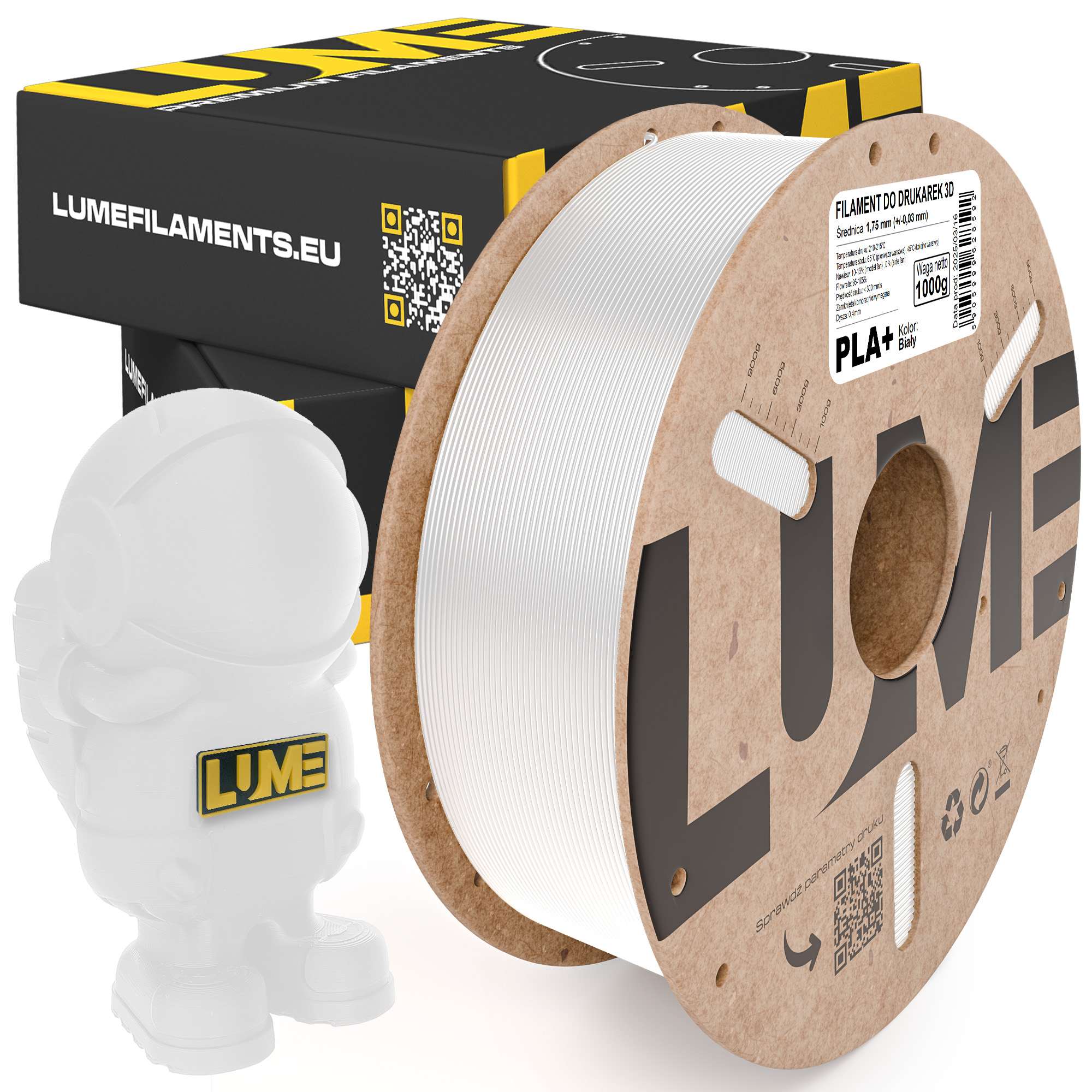 Filament null PLA Plus Biały (WHITE)