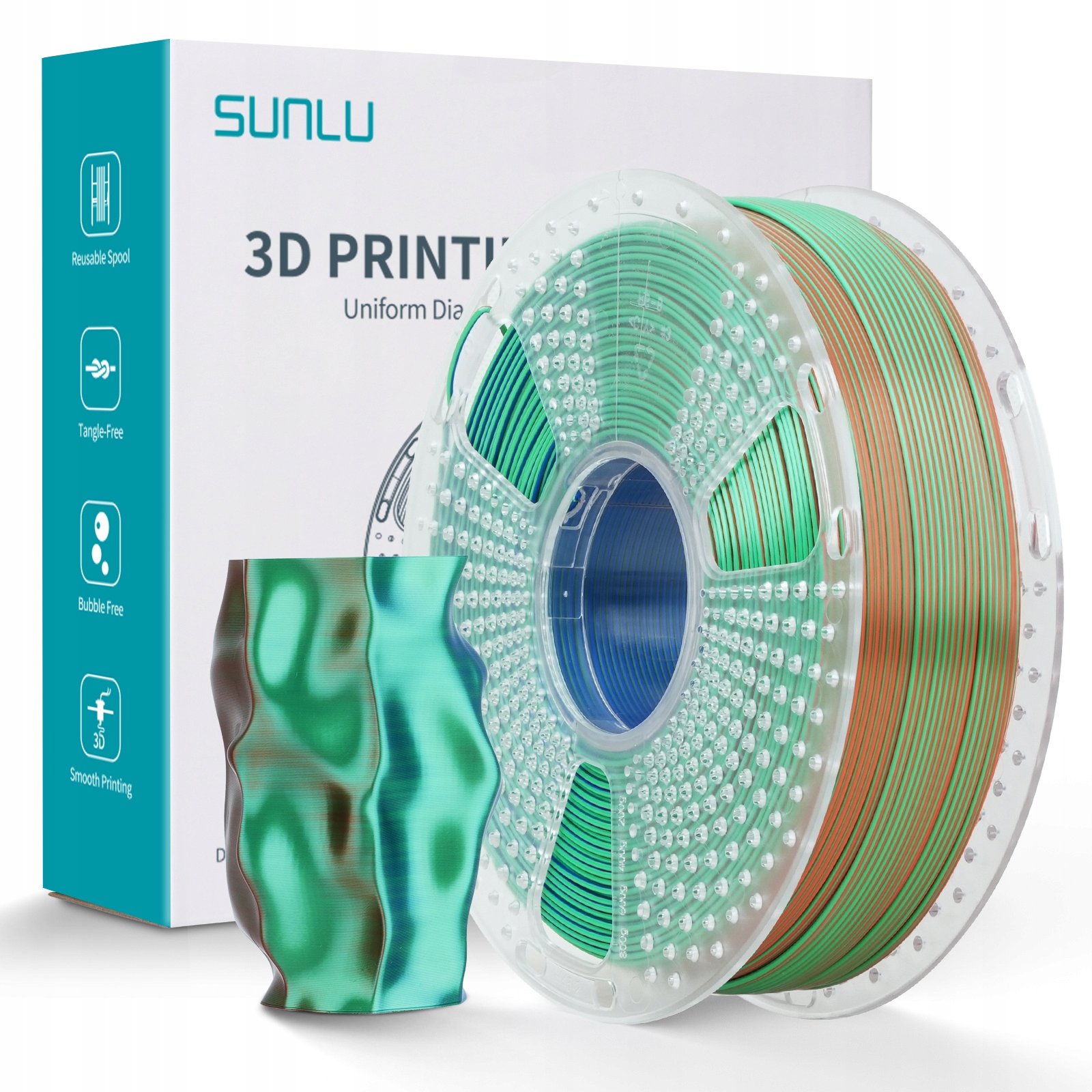 Filament SUNLU PLA Plus  Tęczowy Jedwabny (RAINBOW SILK)