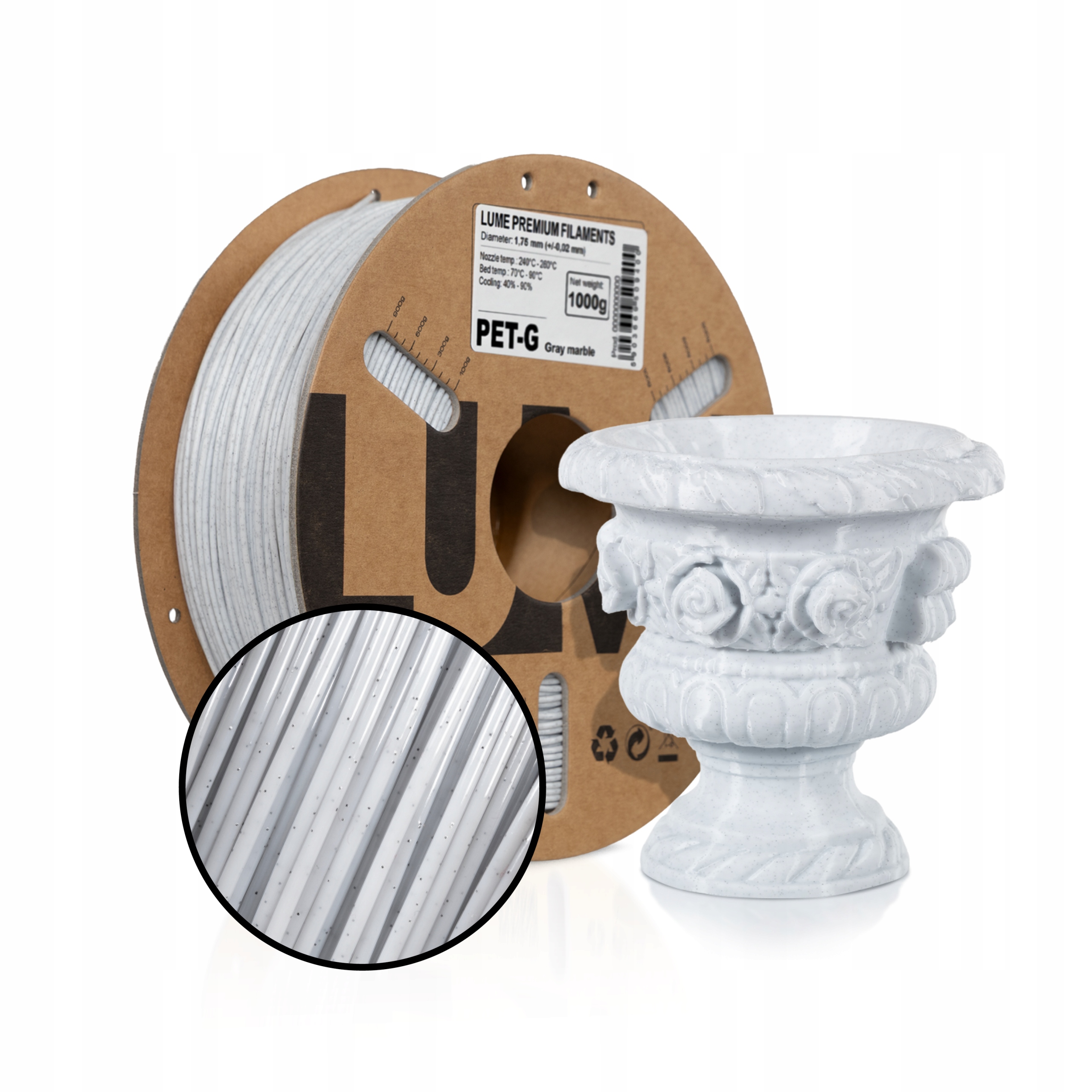 Filament LUME PETG Szary Teksturowany (GRAY TEXTURED)