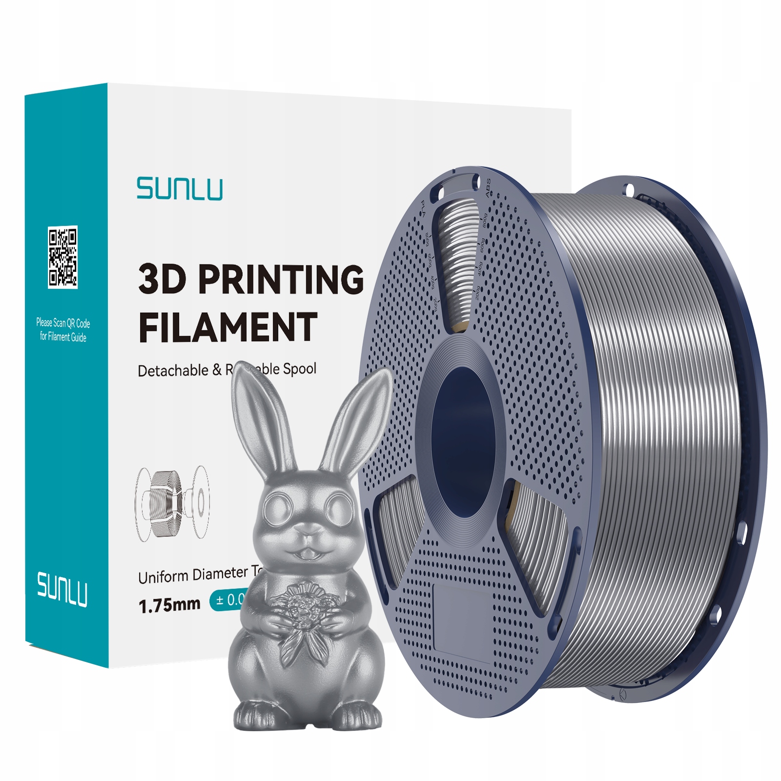 Filament SUNLU PLA Plus Szary Jedwabny (GRAY SILK)