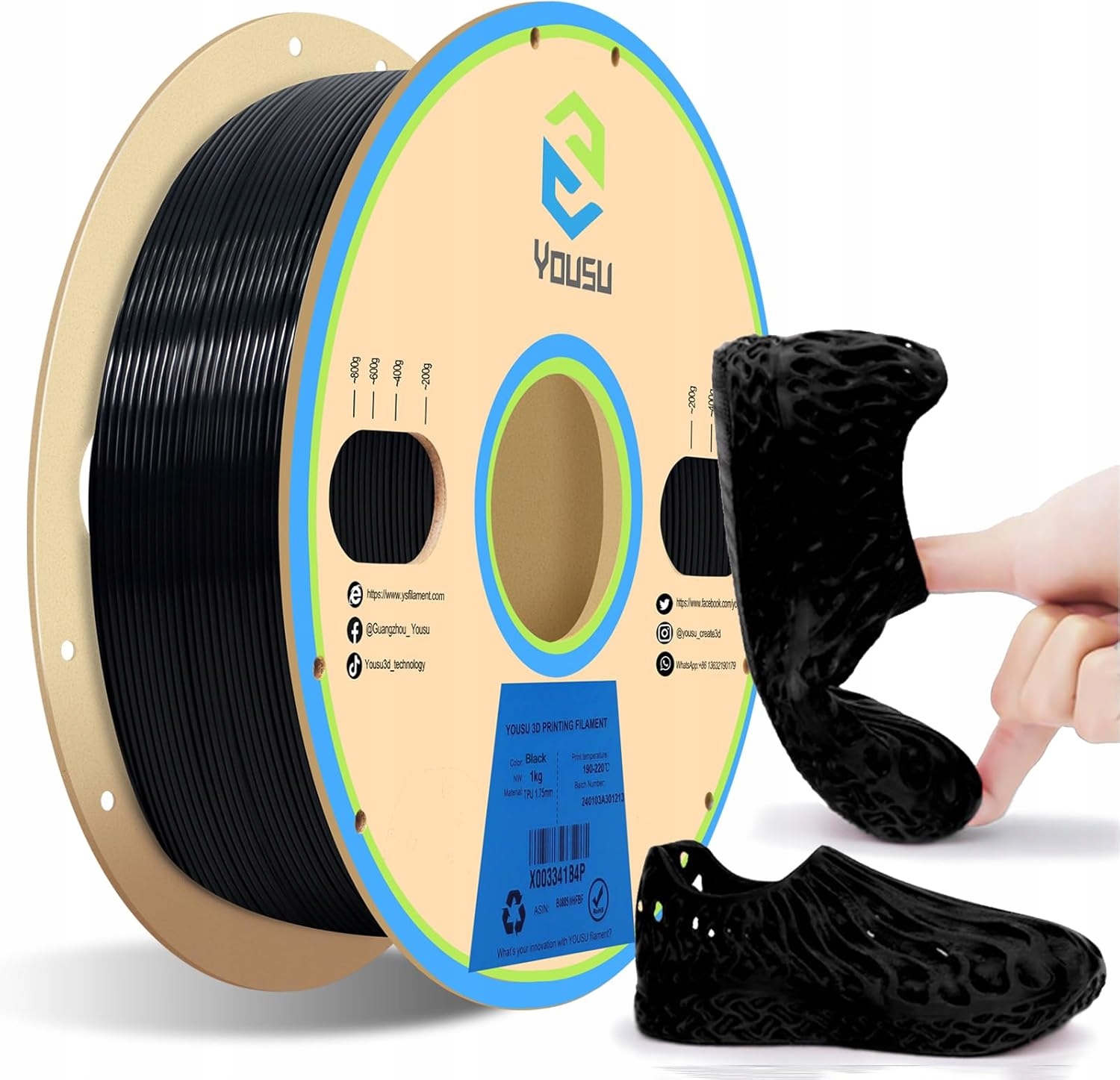 Filament null TPU Czarny (BLACK)