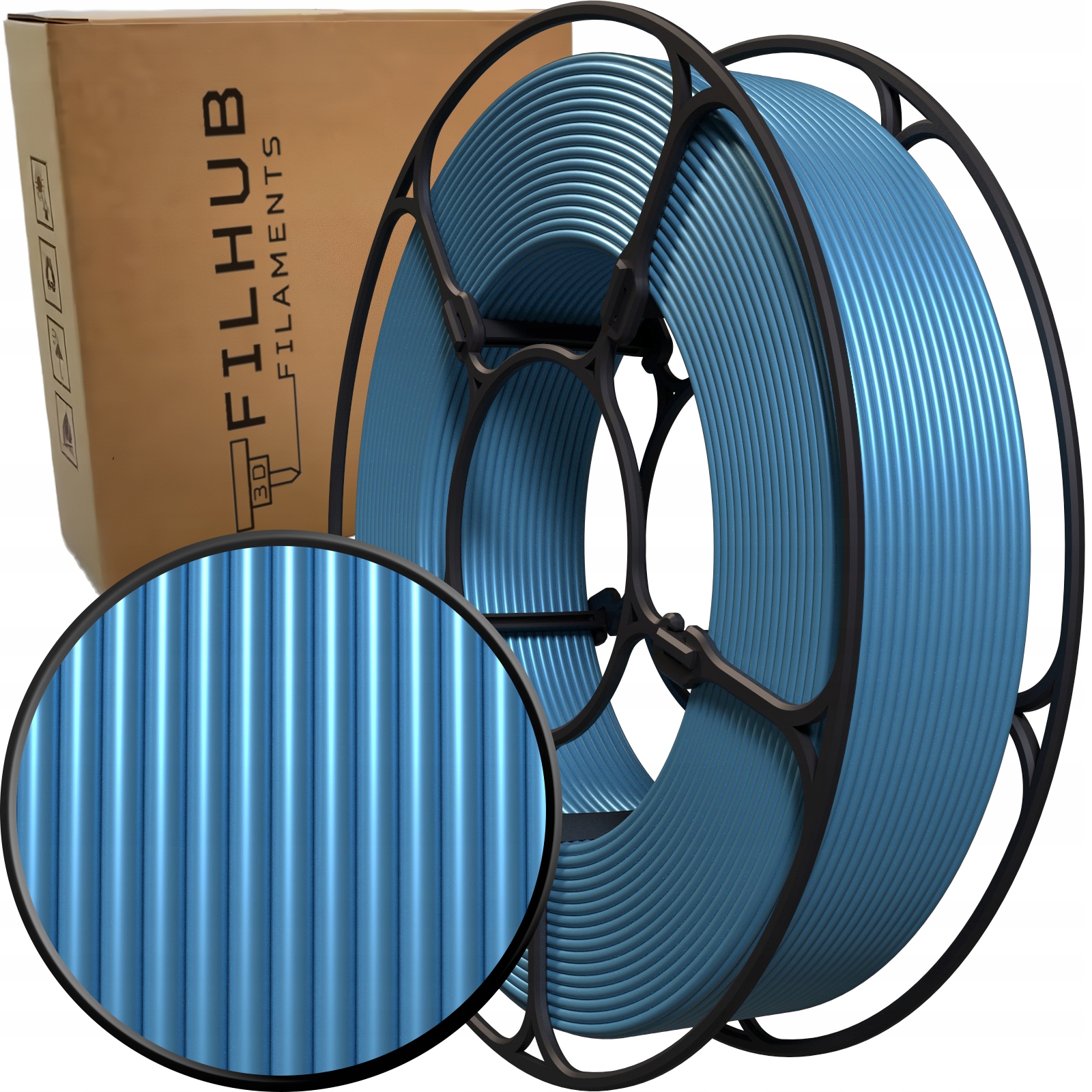 Filament FilHub PLA Niebieski Jedwabny (BLUE SILK)