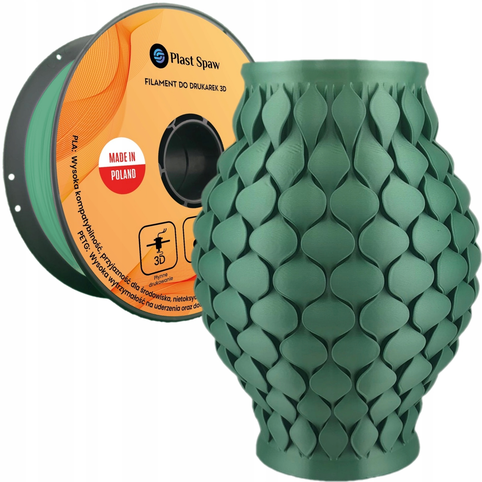Filament Plastspaw PLA Plus Zielony Jedwabny (GREEN SILK)