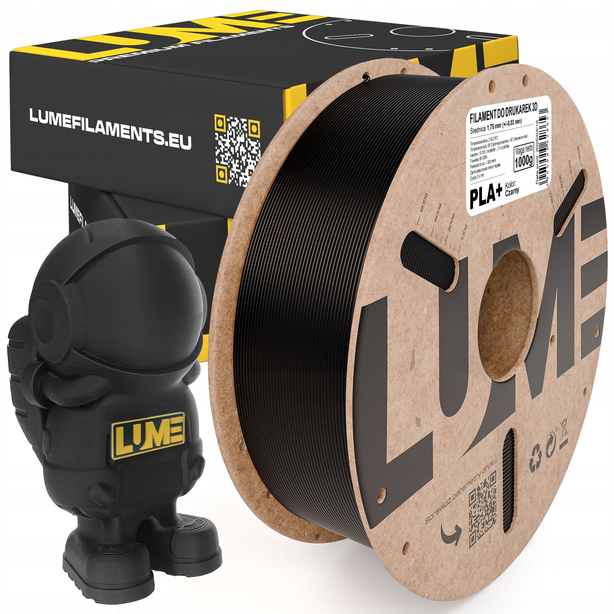 Filament null PLA Plus Czarny Matowy (BLACK MATTE)