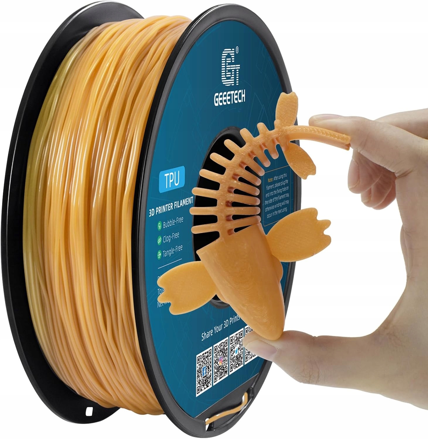 Filament GEEETECH TPU Złoty Przezroczysty (GOLD TRANSPARENT)