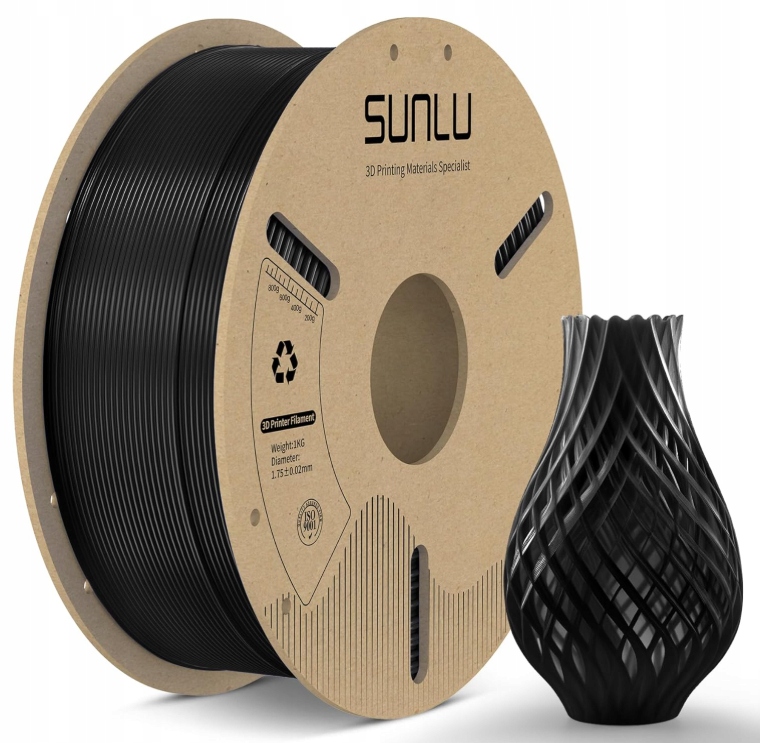 Filament SUNLU PLA Plus Czarny (BLACK)