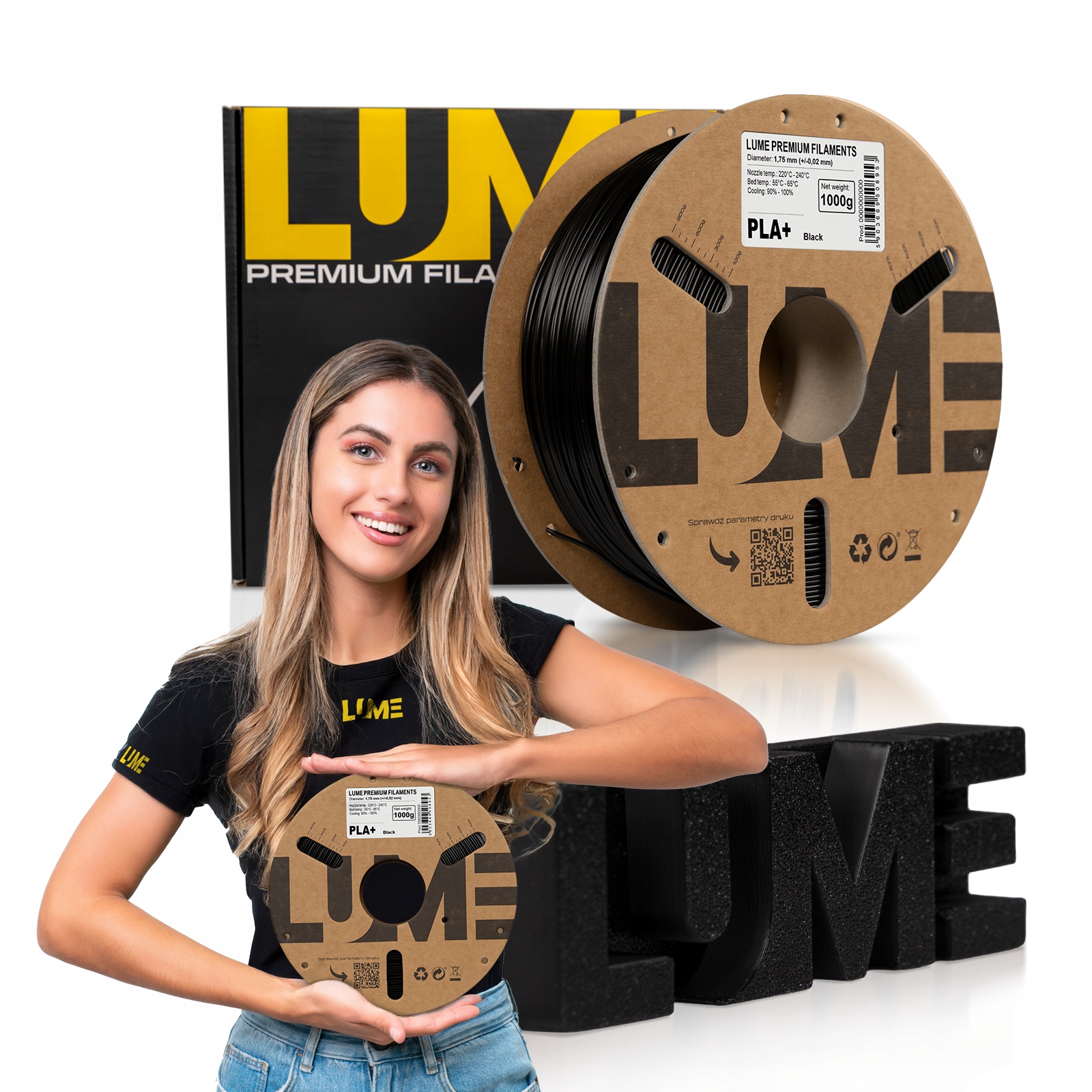 Filament LUME PLA Plus Czarny (BLACK)