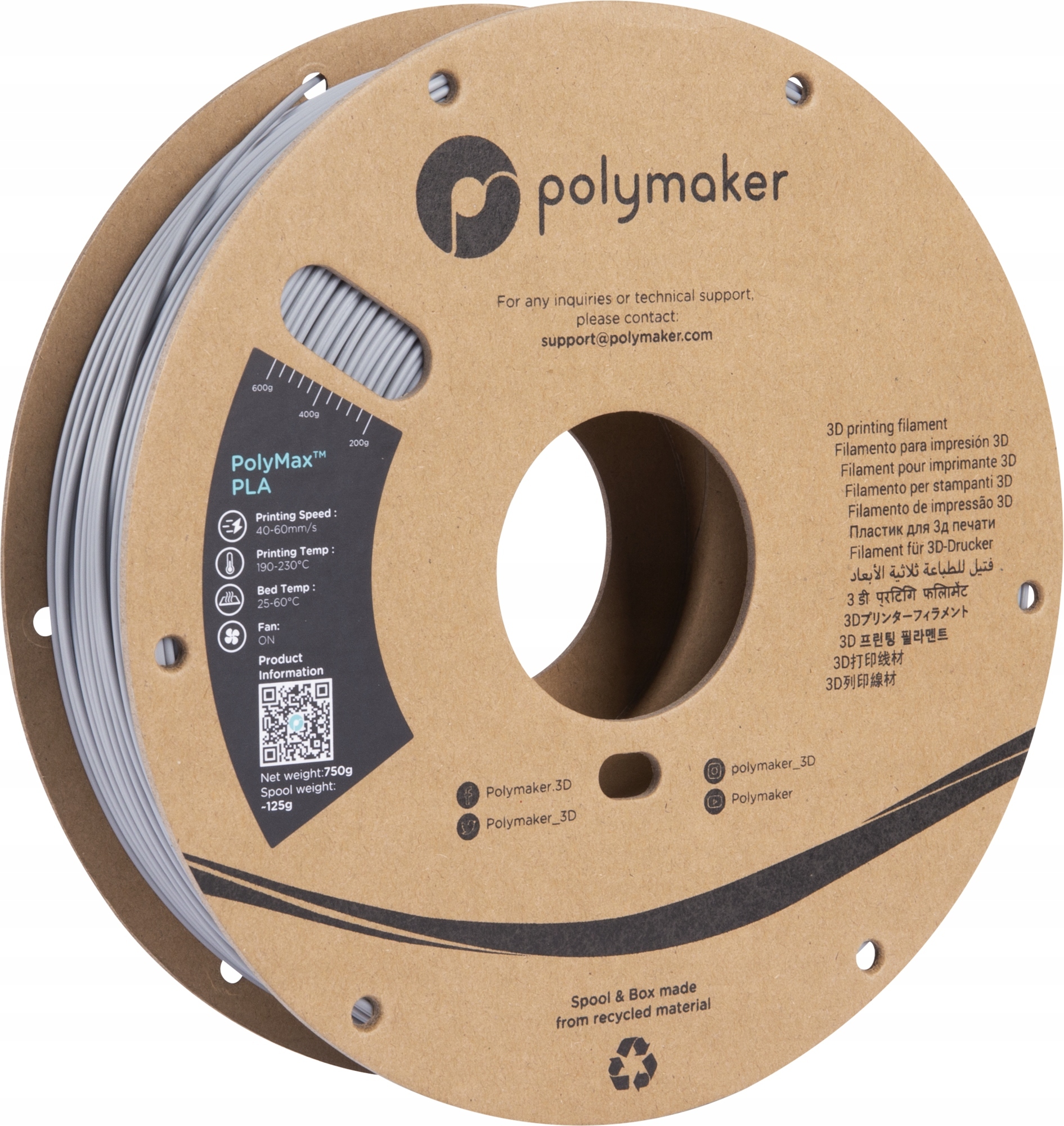 Filament Polymaker PLA Szary (GRAY)