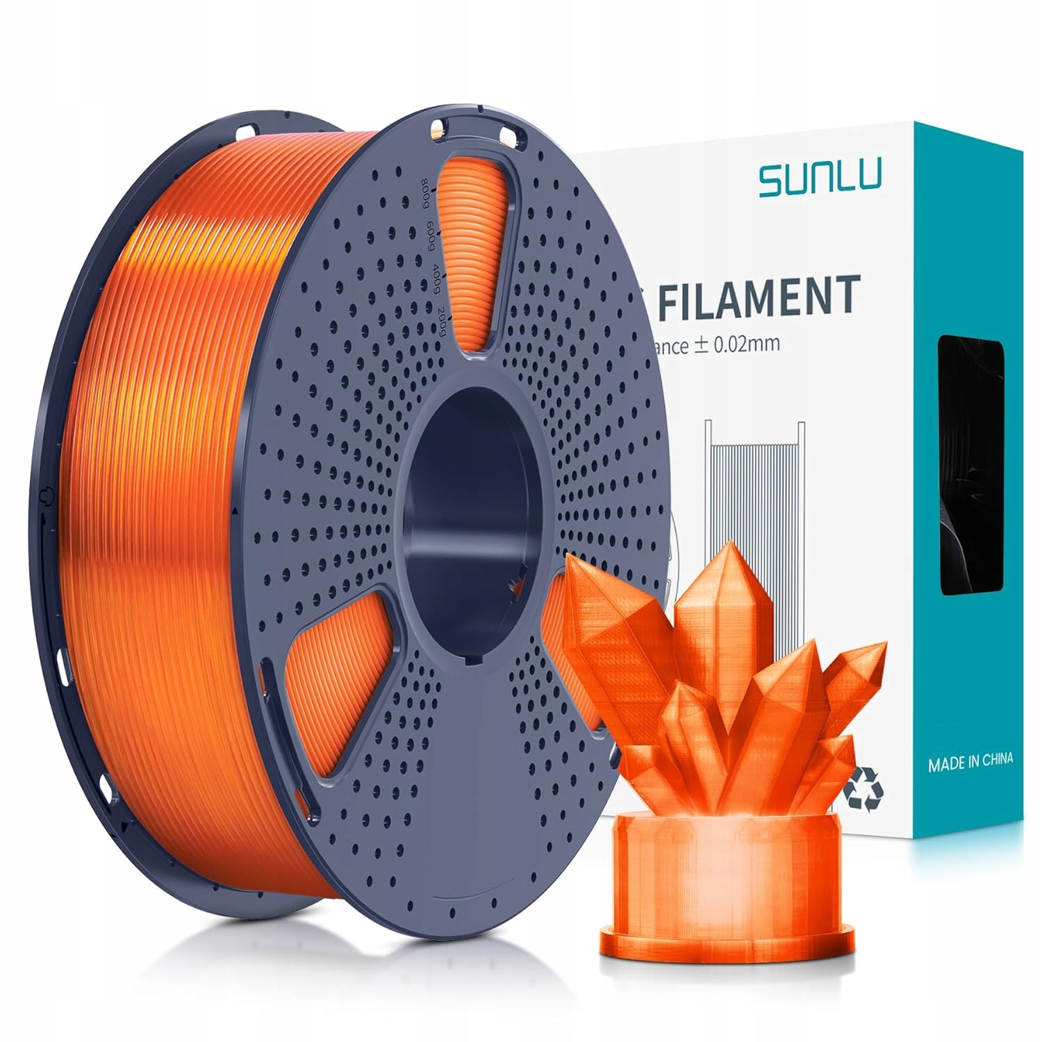 Filament SUNLU PETG Pomarańczowy Przezroczysty (ORANGE TRANSPARENT)