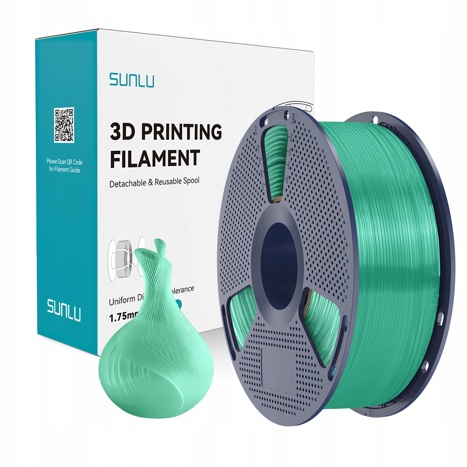 Filament SUNLU PLA Zielony Przezroczysty (GREEN TRANSPARENT)