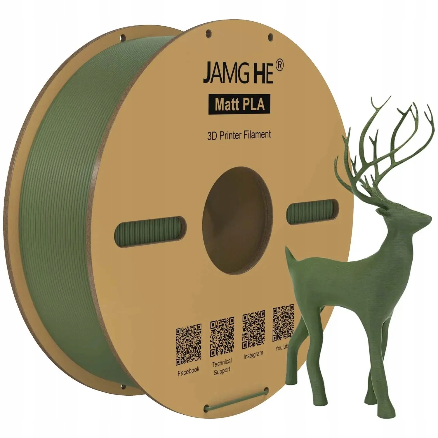Filament Jamg He PLA Plus Zielony Matowy (GREEN MATTE)