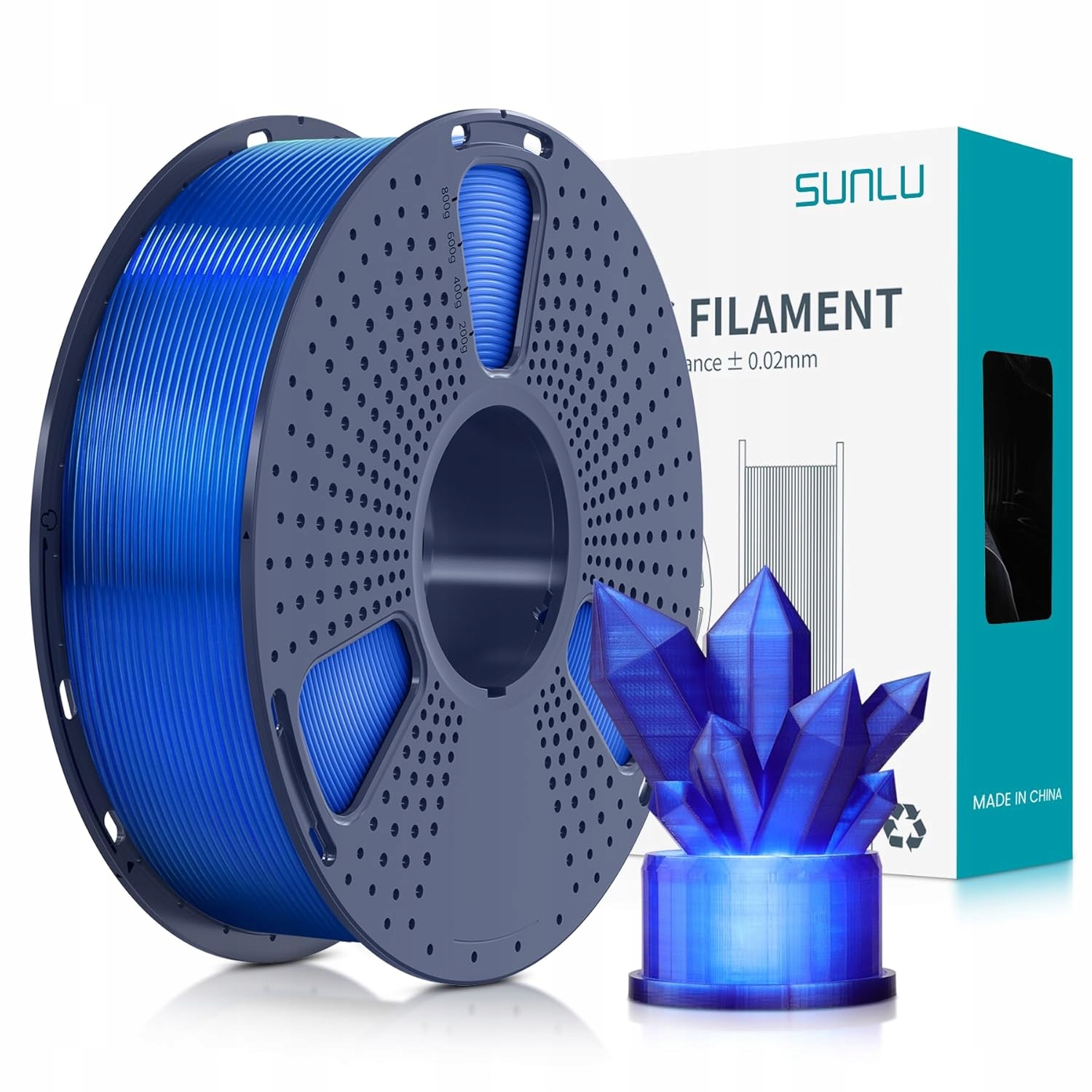 Filament SUNLU PETG Niebieski Przezroczysty (BLUE TRANSPARENT)