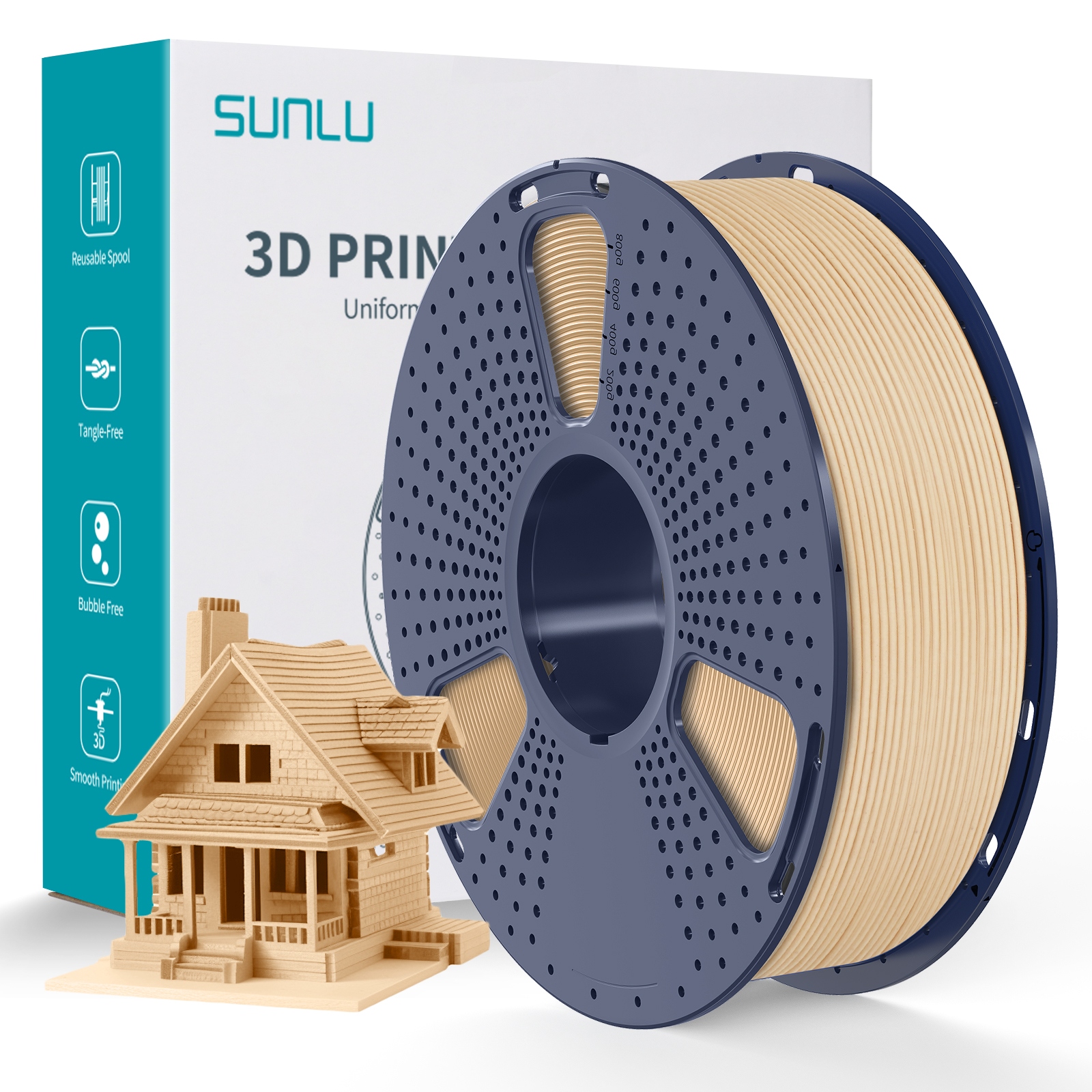 Filament SUNLU PLA Brązowy Drewniany (BROWN WOOD)