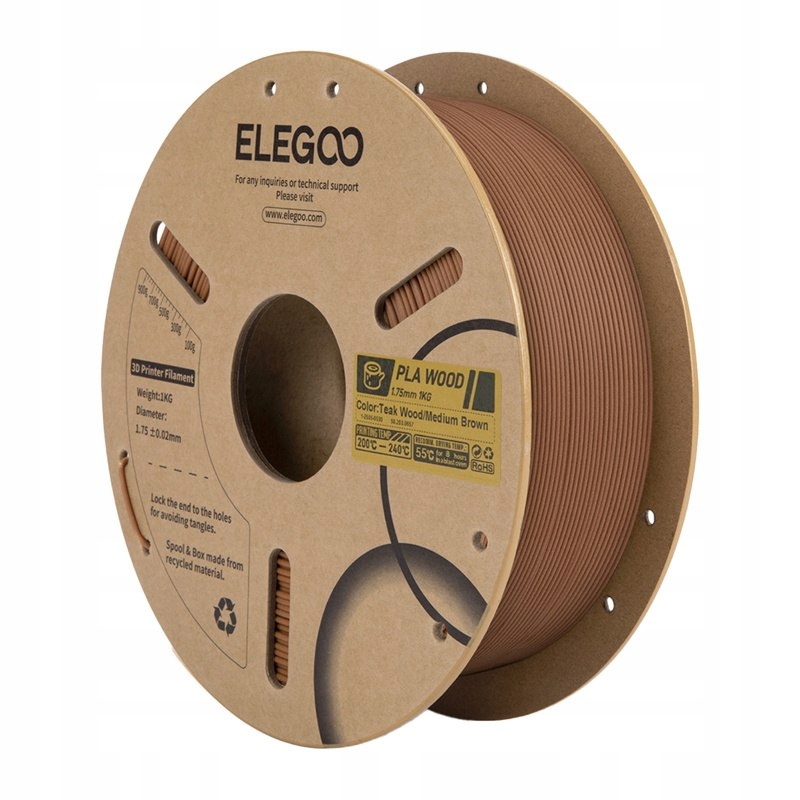 Filament Elegoo PLA Brązowy Drewniany (BROWN WOOD)