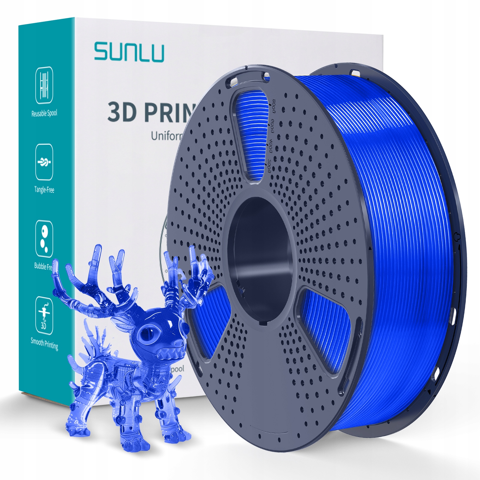 Filament SUNLU PLA Plus Niebieski Przezroczysty (BLUE TRANSPARENT)
