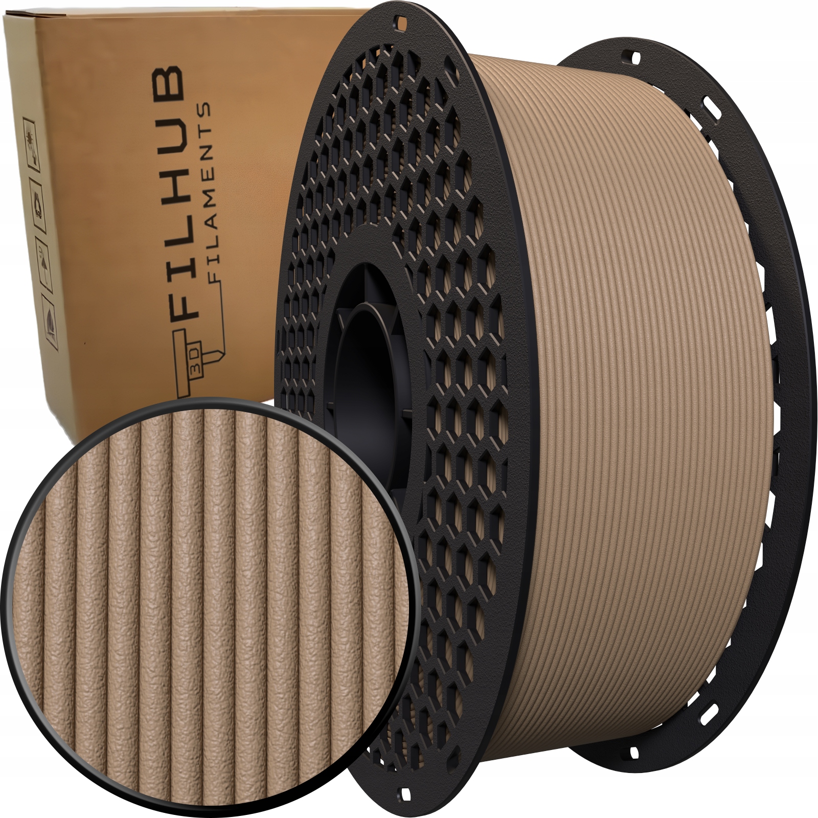 Filament FilHub PLA Czarny Drewniany (BLACK WOOD)
