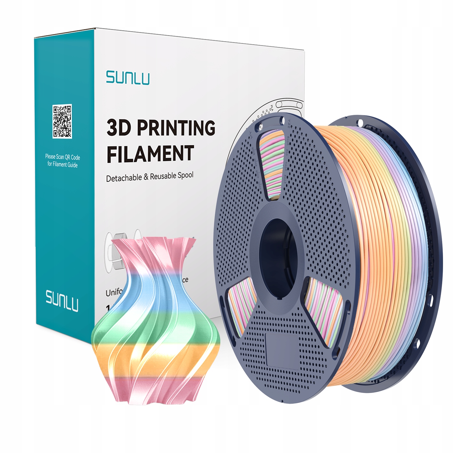 Filament SUNLU PLA Plus  Tęczowy Jedwabny (RAINBOW SILK)