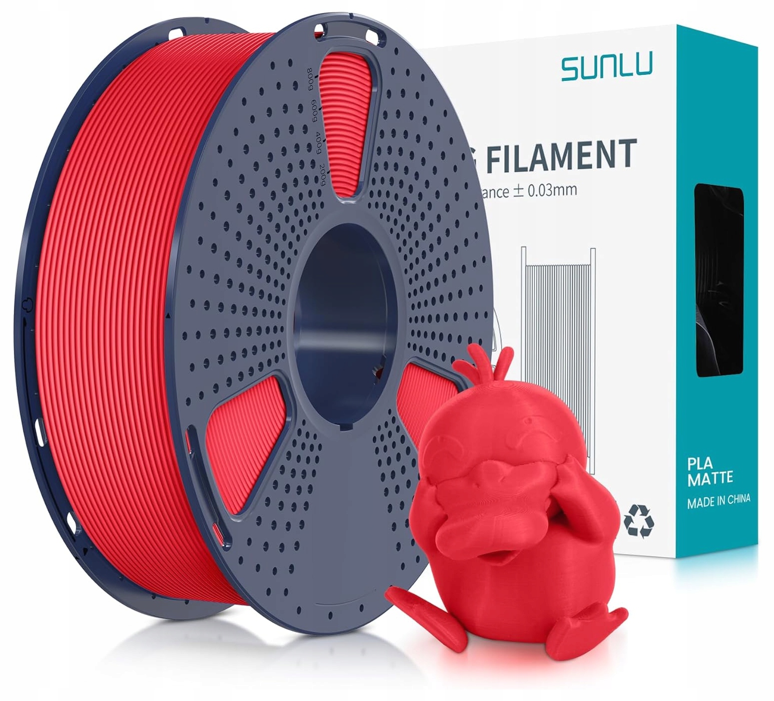Filament SUNLU PLA Czerwony Matowy (RED MATTE)