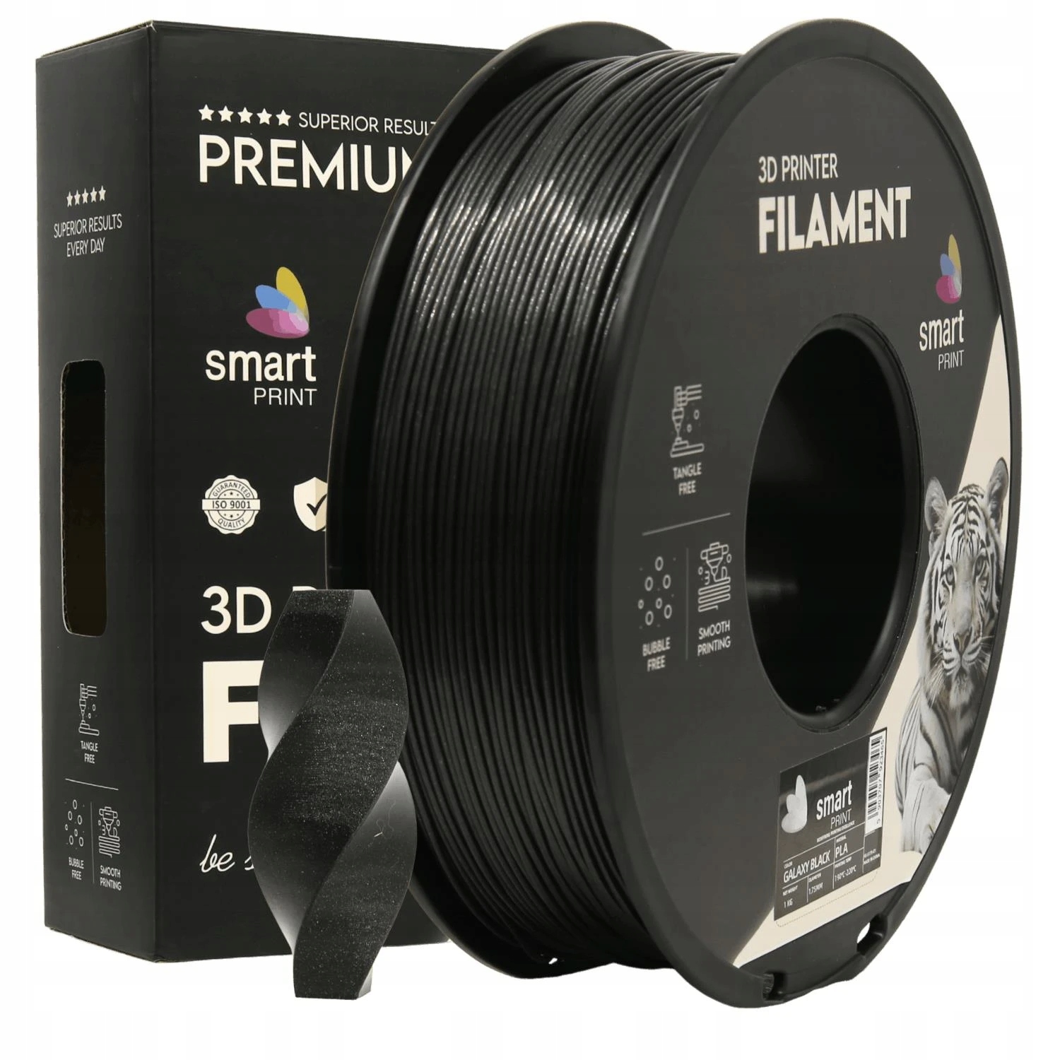 Filament Smart Print PLA Czarny Brokatowy/Mieniący (BLACK GLITTER)