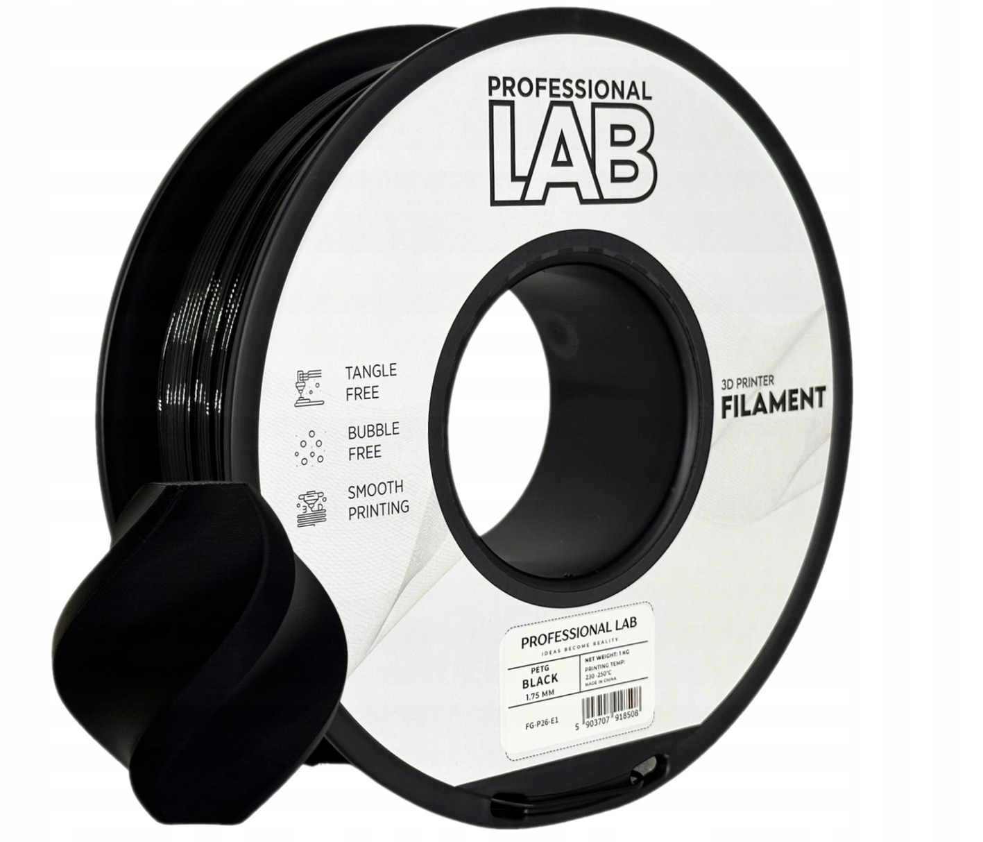 Filament null PLA Plus Czarny (BLACK)