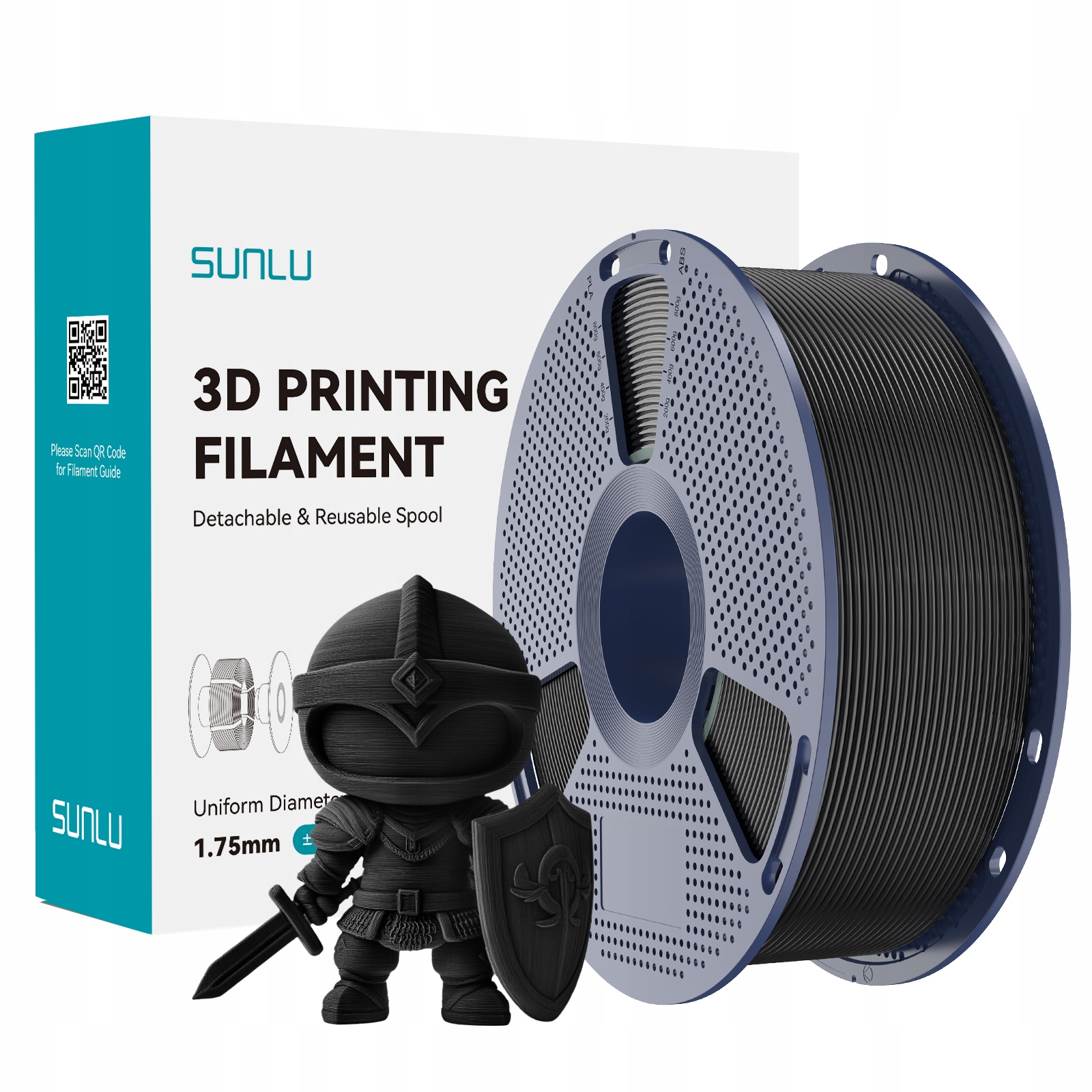 Filament SUNLU PLA Plus Czarny (BLACK)