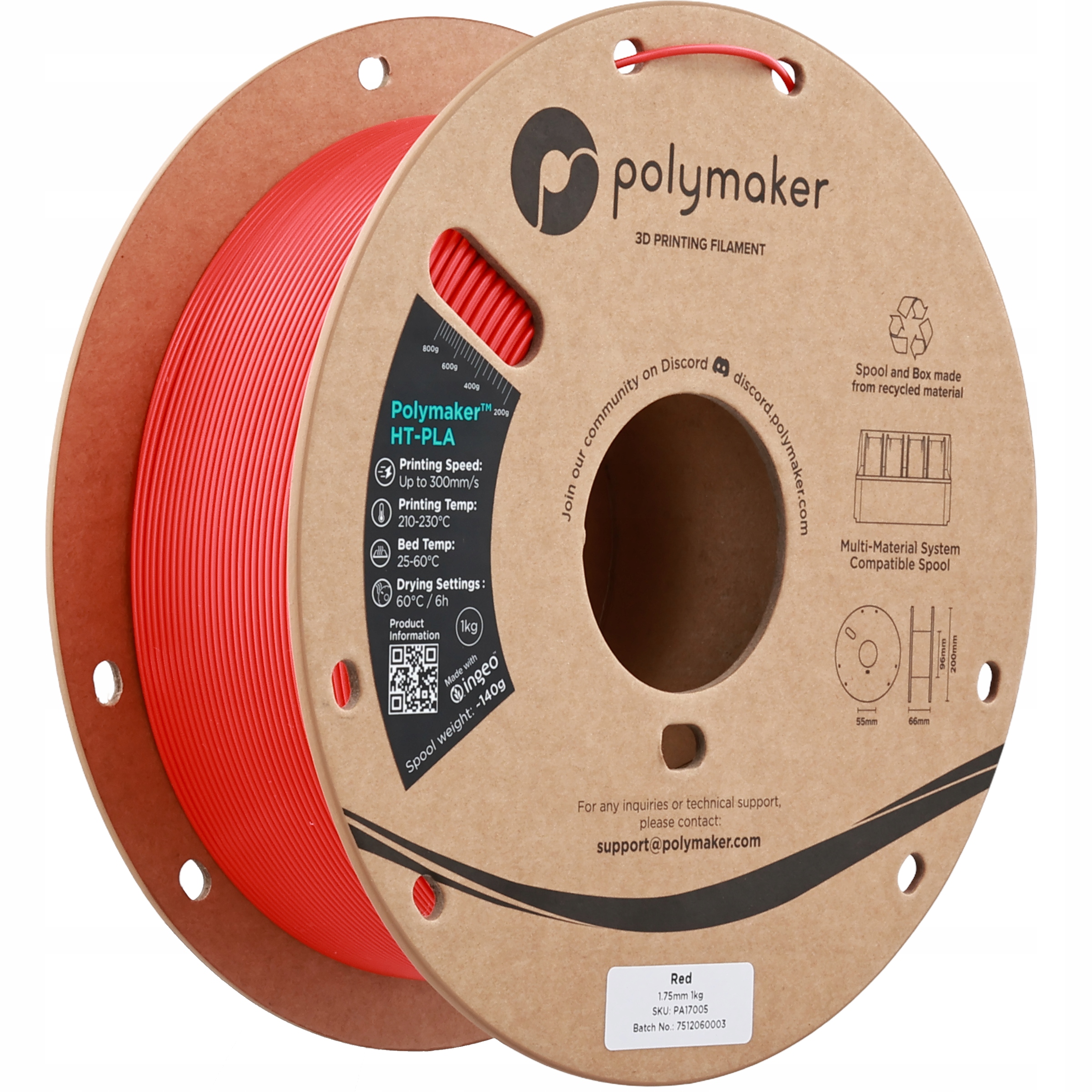 Filament Polymaker PLA Czerwony (RED)