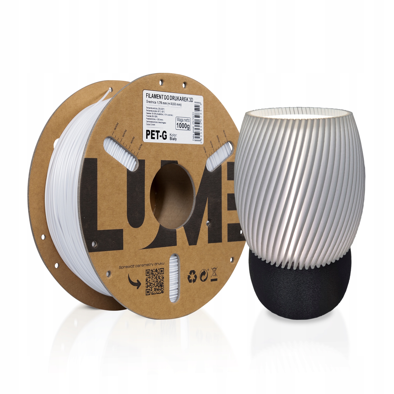 Filament LUME PETG Biały (WHITE)