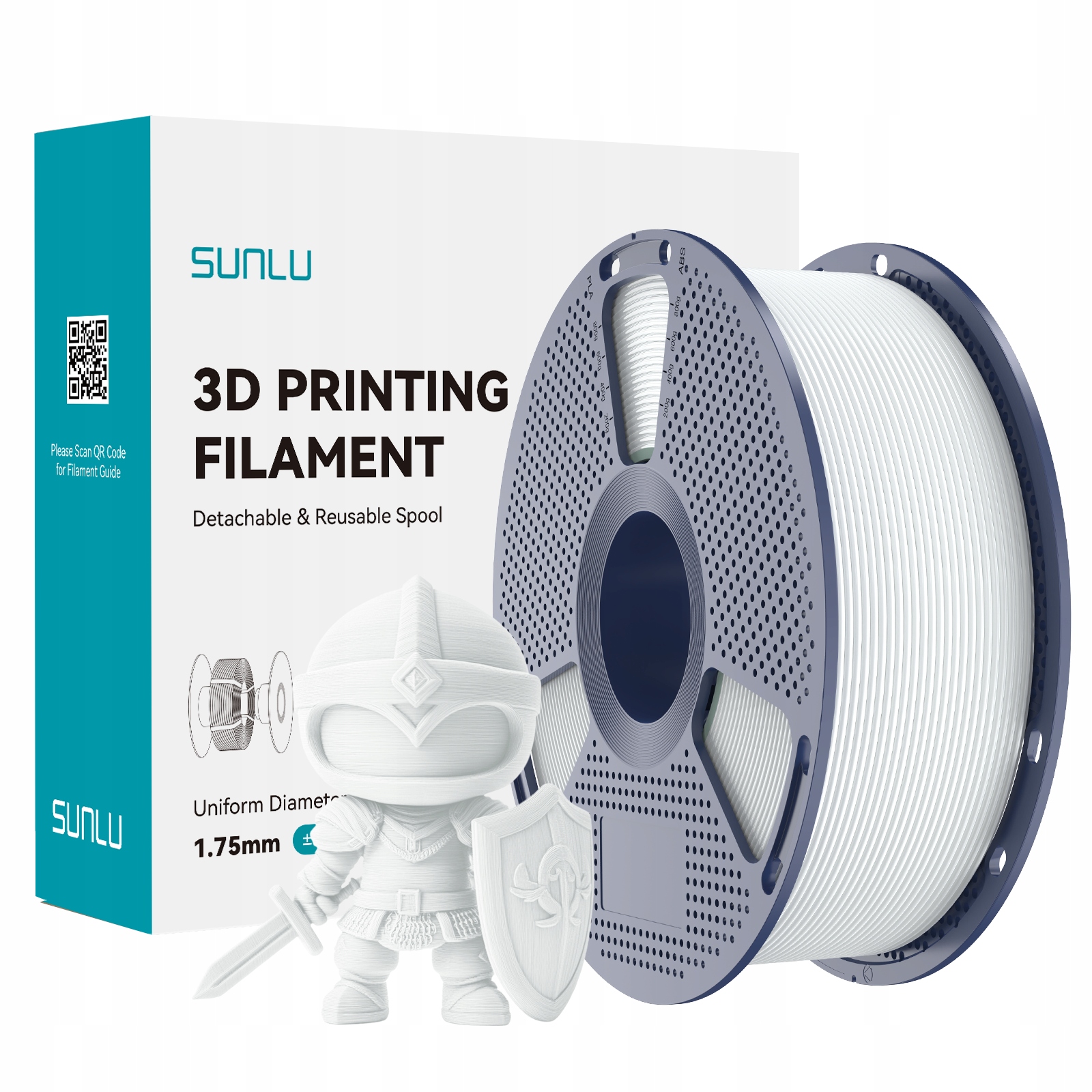 Filament SUNLU PLA Plus Biały (WHITE)