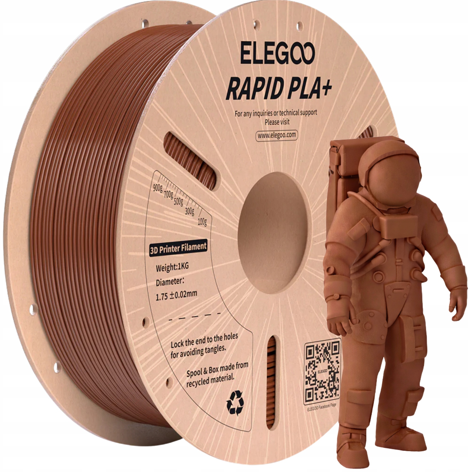 Filament Elegoo PLA Plus Brązowy (BROWN)