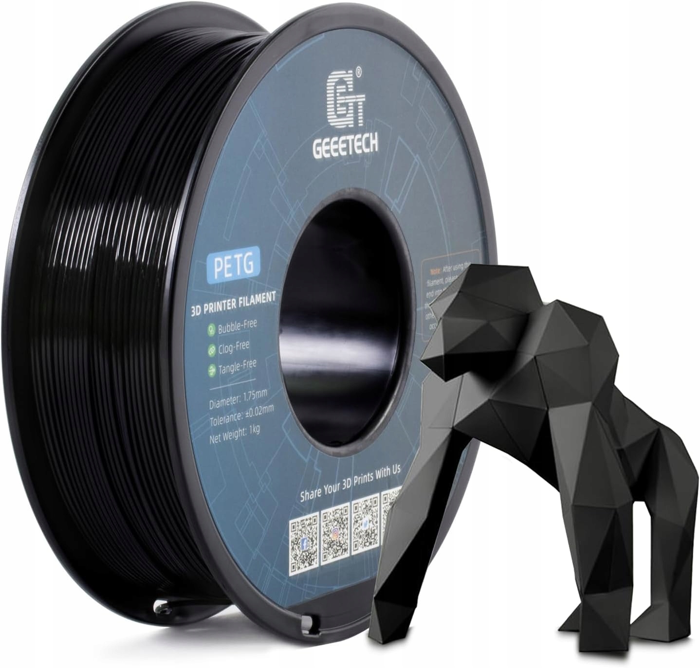 Filament GEEETECH PETG Czarny (BLACK)